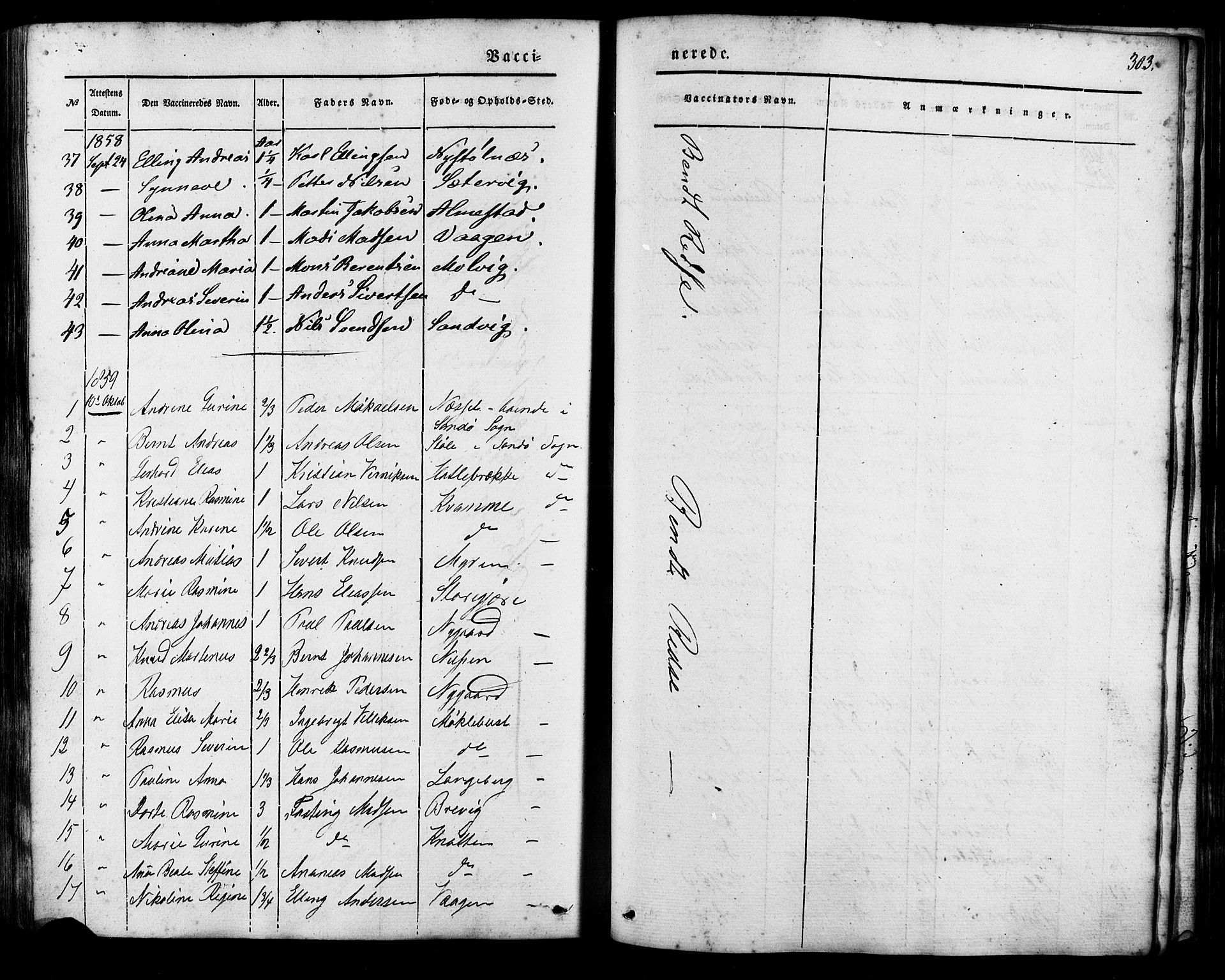 Ministerialprotokoller, klokkerbøker og fødselsregistre - Møre og Romsdal, AV/SAT-A-1454/503/L0034: Parish register (official) no. 503A02, 1841-1884, p. 303