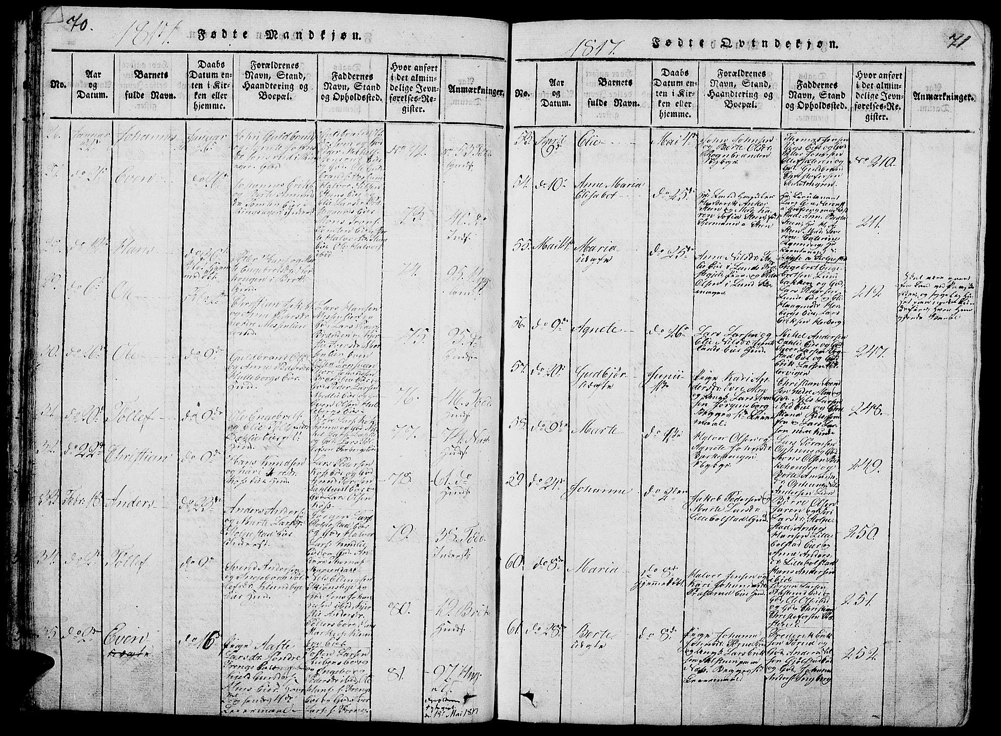 Ringsaker prestekontor, SAH/PREST-014/L/La/L0001: Parish register (copy) no. 1, 1814-1826, p. 70-71