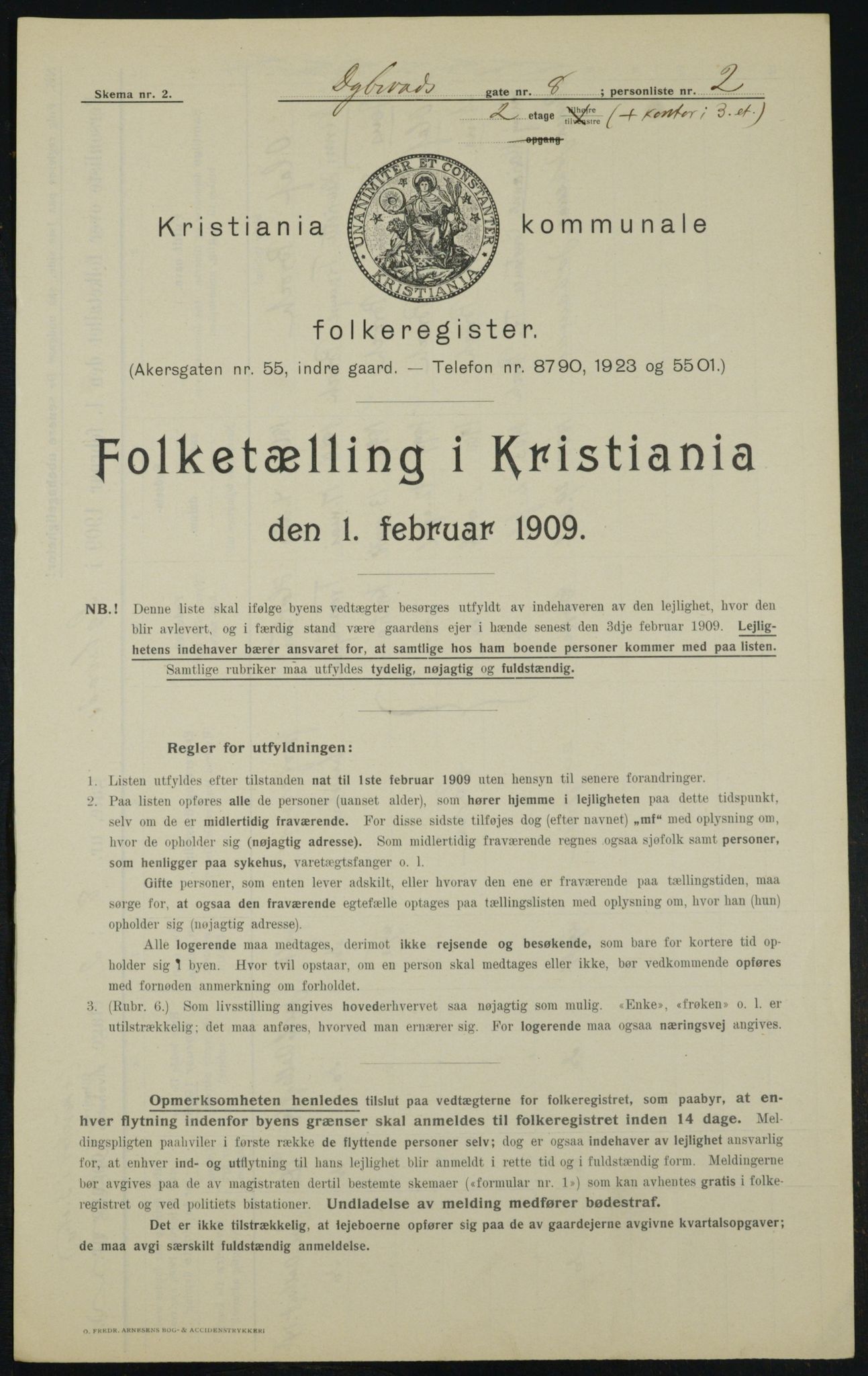 OBA, Municipal Census 1909 for Kristiania, 1909, p. 15998