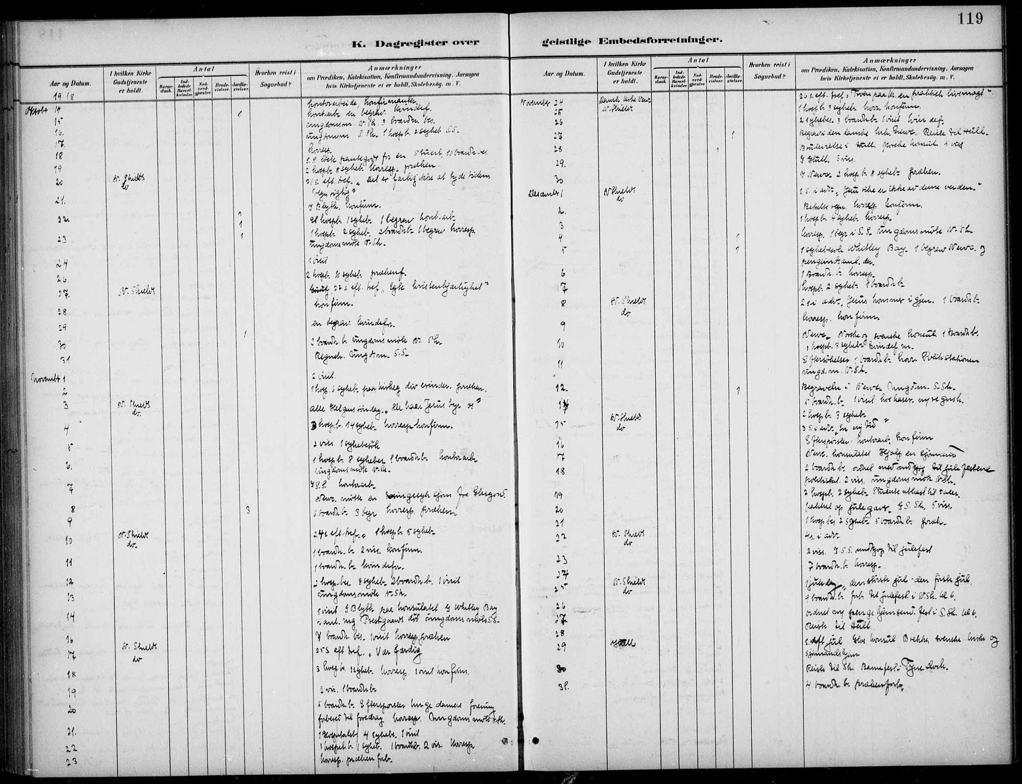 Den norske sjømannsmisjon i utlandet/Tyne-havnene (North Shields og New Castle), AV/SAB-SAB/PA-0101/H/Ha/L0002: Parish register (official) no. A 2, 1883-1938, p. 119