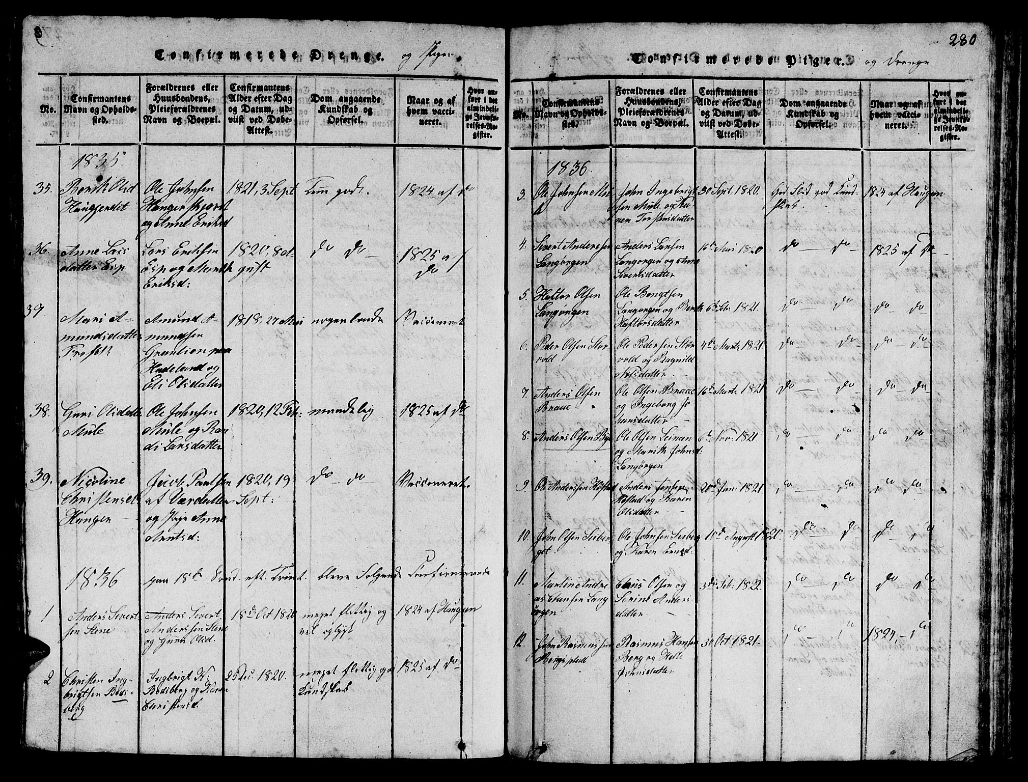 Ministerialprotokoller, klokkerbøker og fødselsregistre - Sør-Trøndelag, SAT/A-1456/612/L0385: Parish register (copy) no. 612C01, 1816-1845, p. 280