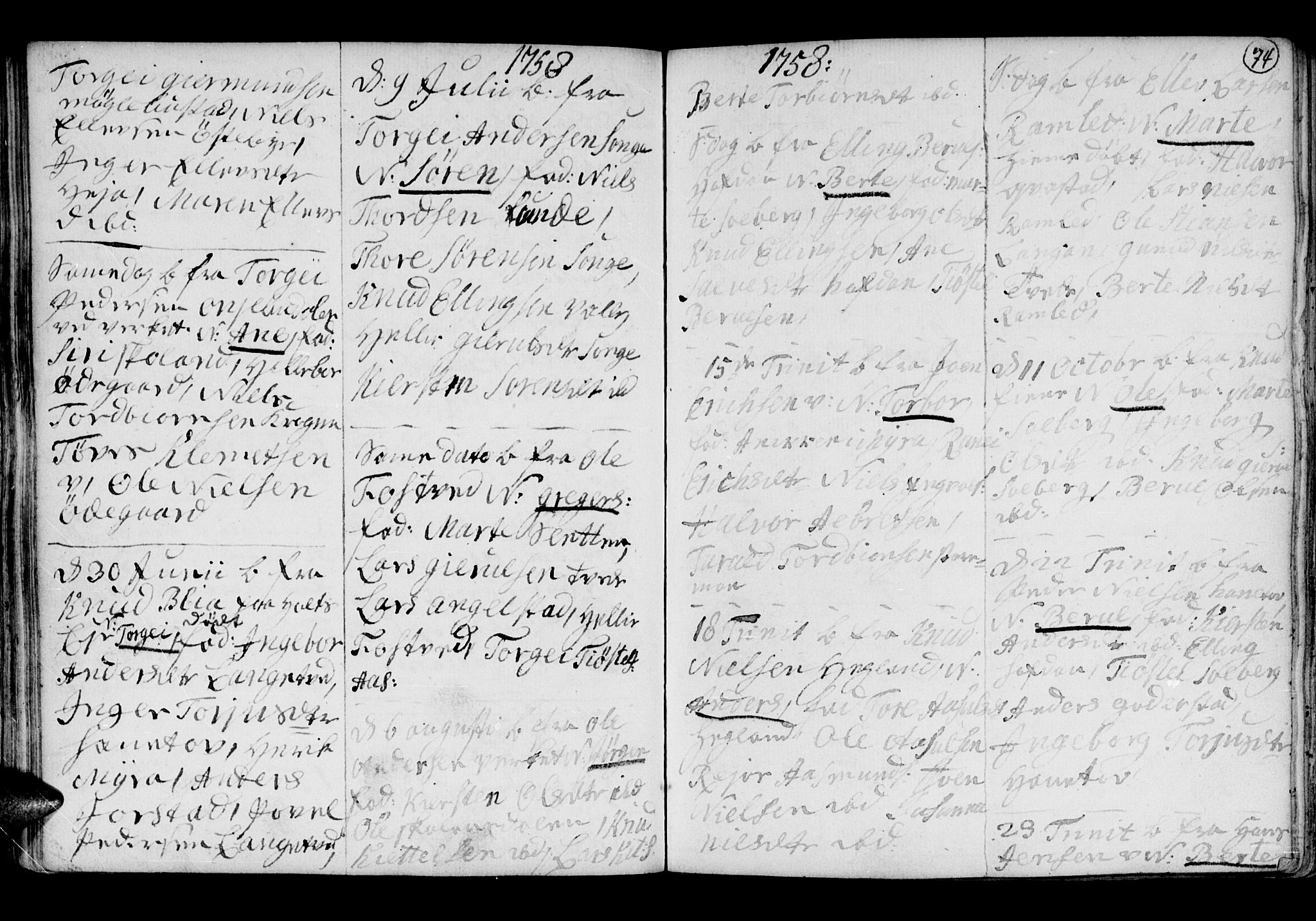 Holt sokneprestkontor, AV/SAK-1111-0021/F/Fb/L0005: Parish register (copy) no. B 5, 1746-1764, p. 74