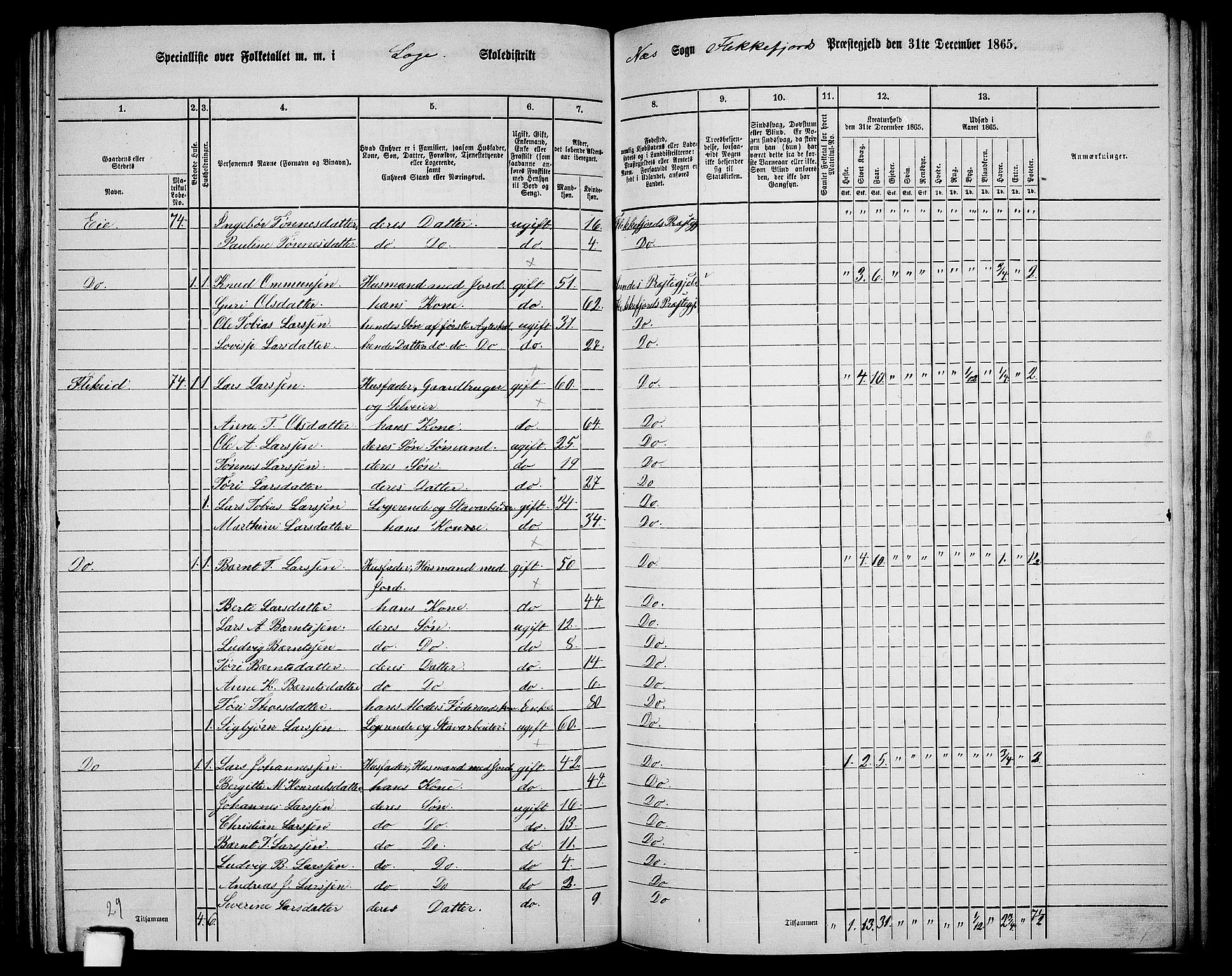 RA, 1865 census for Flekkefjord/Nes og Hidra, 1865, p. 125