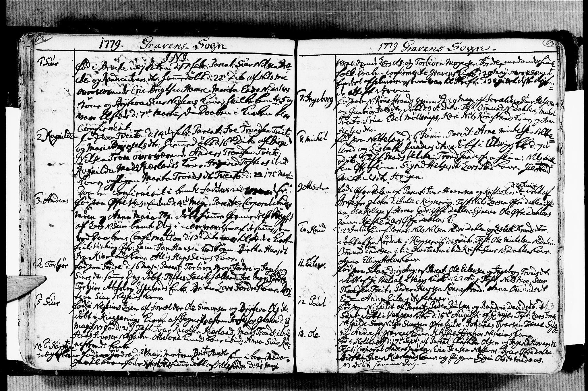 Ulvik sokneprestembete, SAB/A-78801/H/Haa: Parish register (official) no. A 7, 1761-1792, p. 62-63