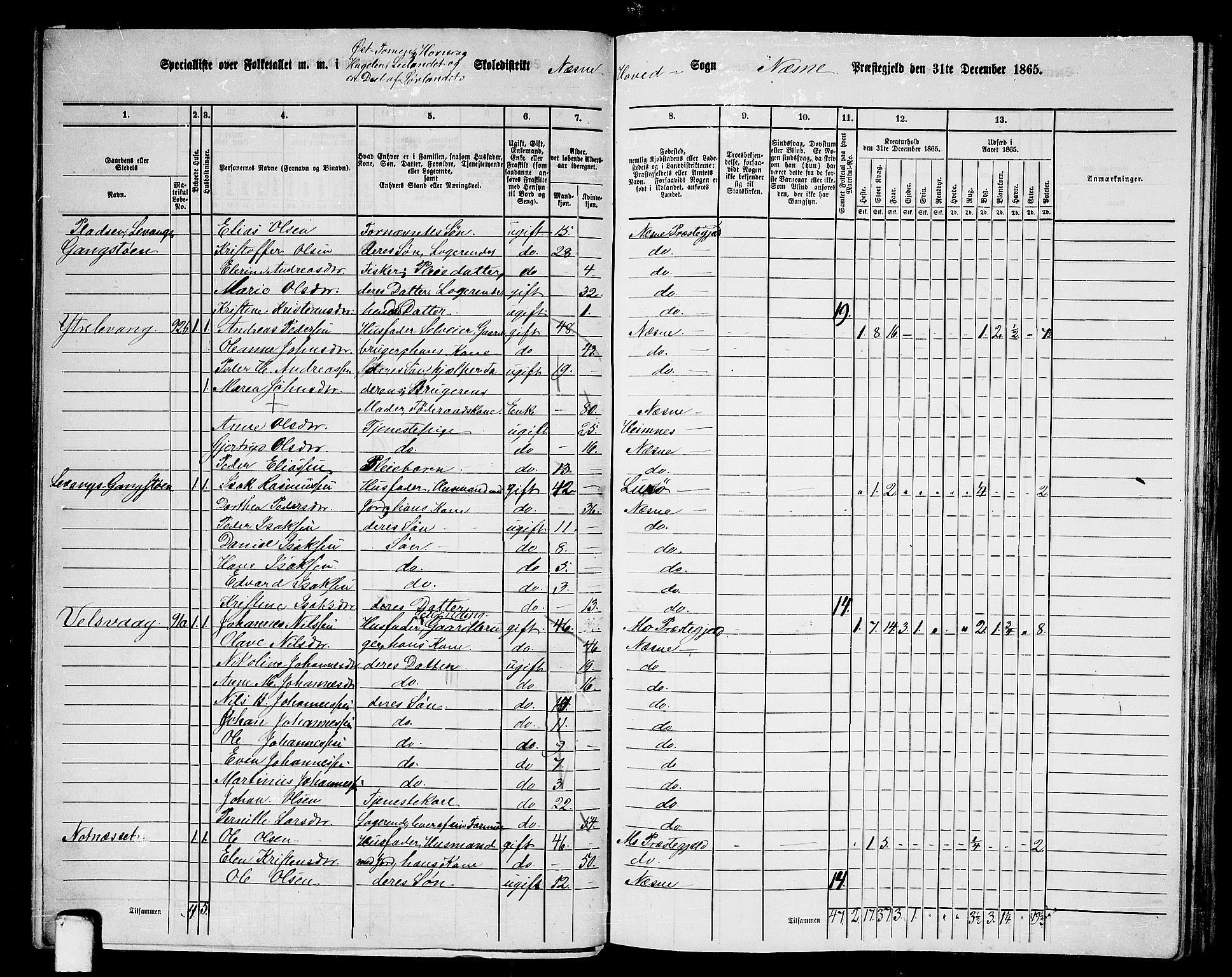 RA, 1865 census for Nesna, 1865, p. 60