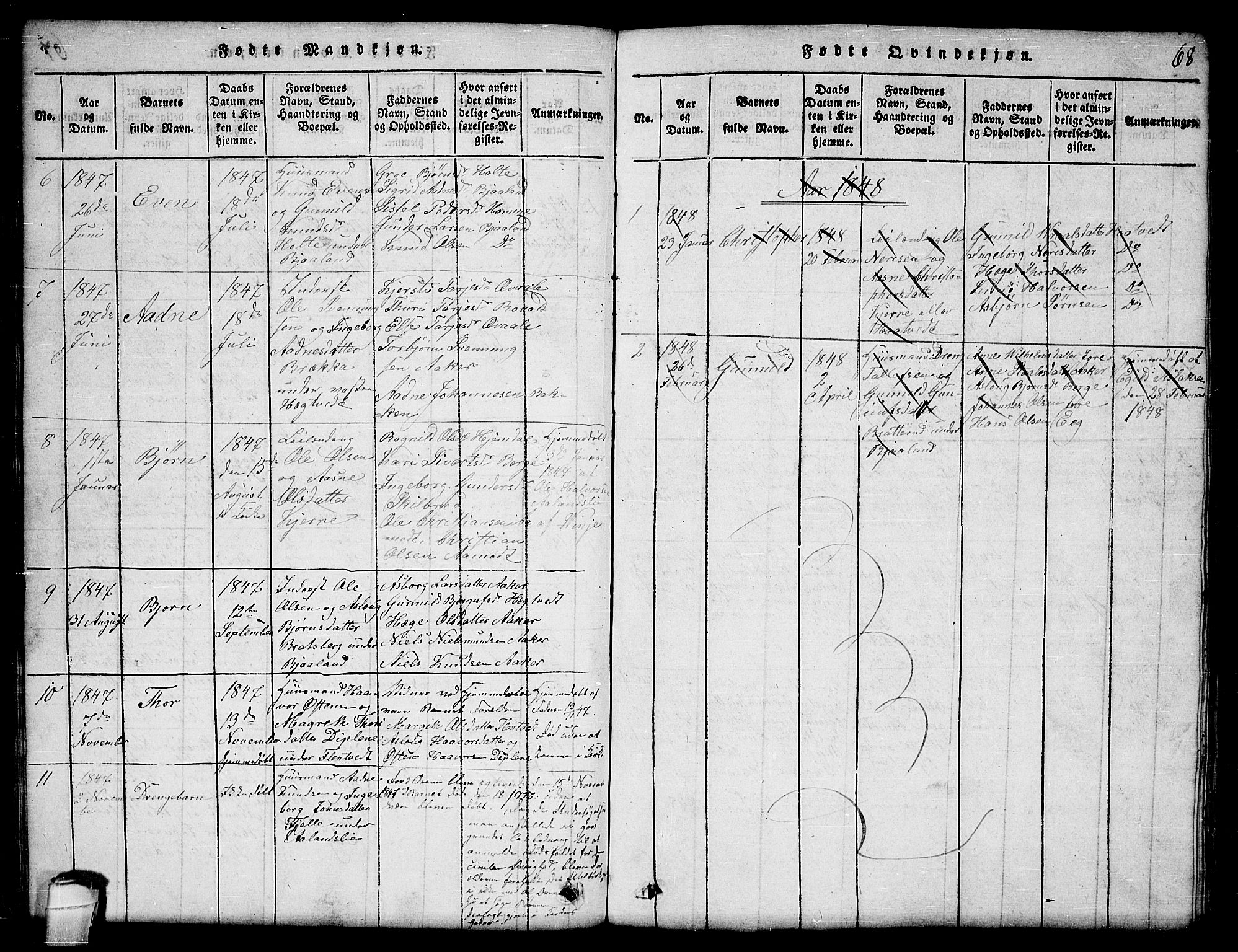 Lårdal kirkebøker, SAKO/A-284/G/Ga/L0001: Parish register (copy) no. I 1, 1815-1861, p. 68