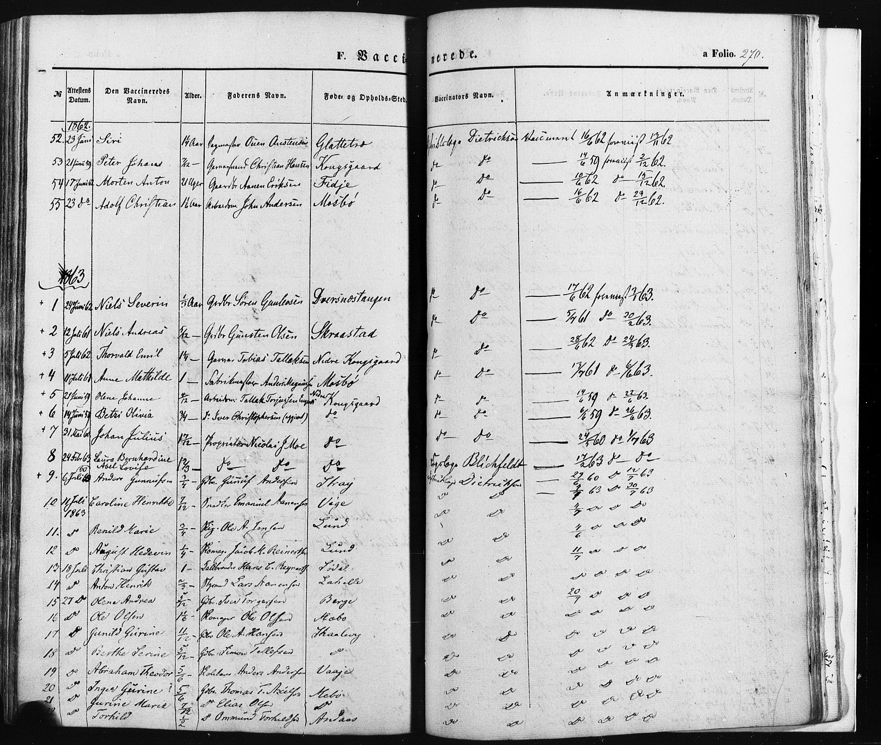 Oddernes sokneprestkontor, SAK/1111-0033/F/Fa/Faa/L0007: Parish register (official) no. A 7, 1851-1863, p. 270