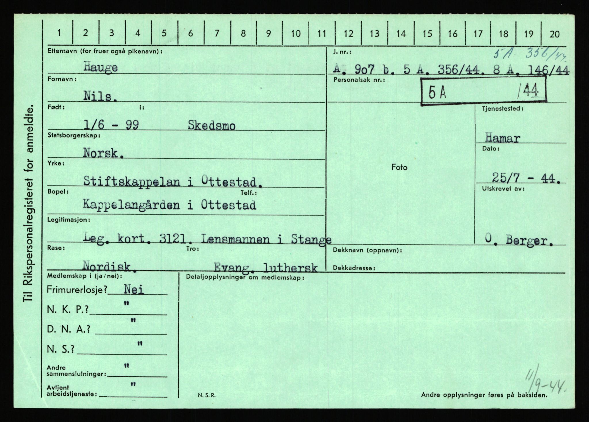 Statspolitiet - Hovedkontoret / Osloavdelingen, AV/RA-S-1329/C/Ca/L0006: Hanche - Hokstvedt, 1943-1945, p. 2295