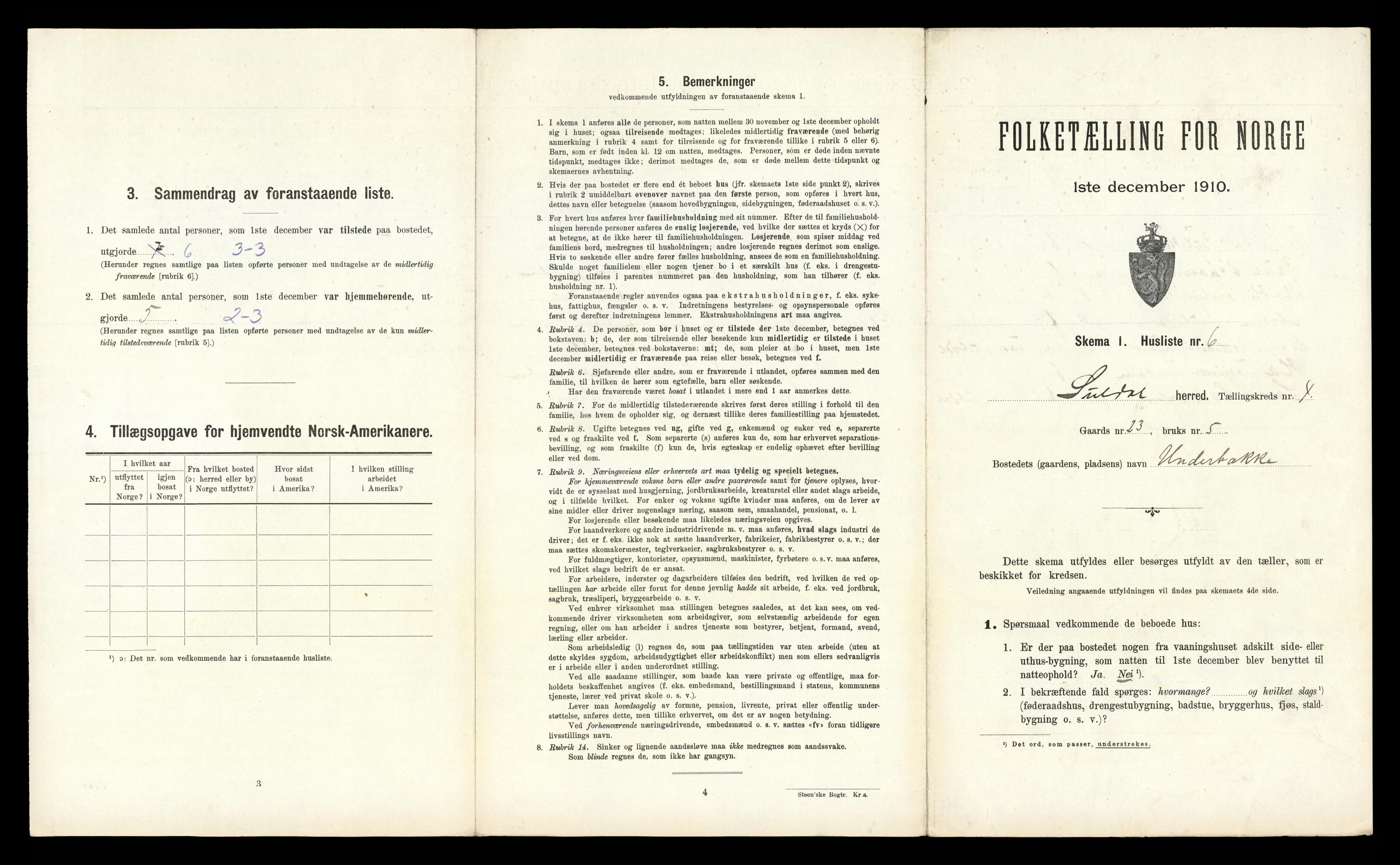 RA, 1910 census for Suldal, 1910, p. 205