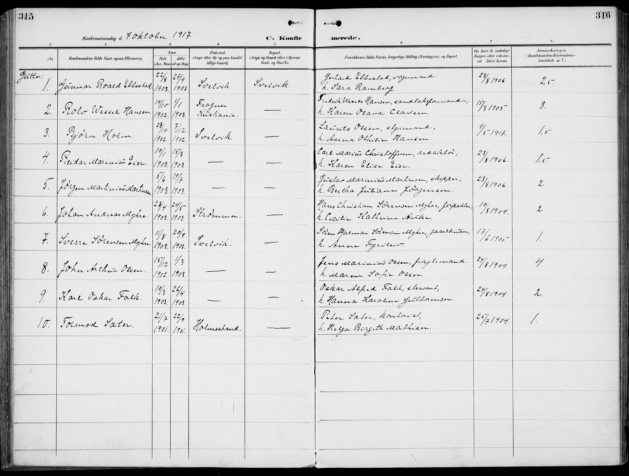 Strømm kirkebøker, AV/SAKO-A-322/F/Fb/L0002: Parish register (official) no. II 2, 1900-1919, p. 315-316