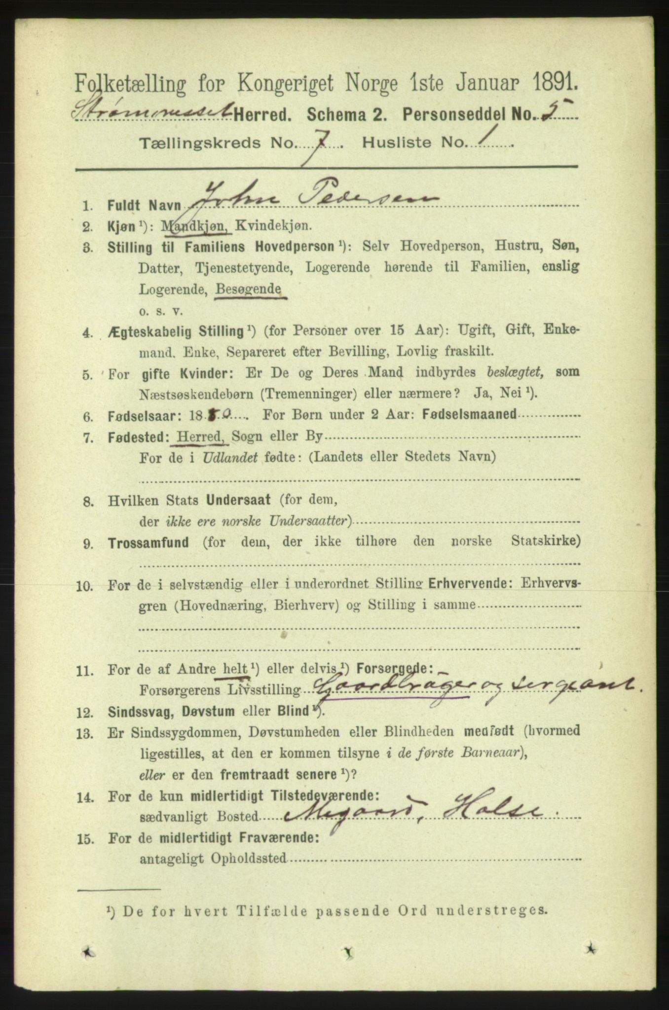 RA, 1891 census for 1559 Straumsnes, 1891, p. 1471