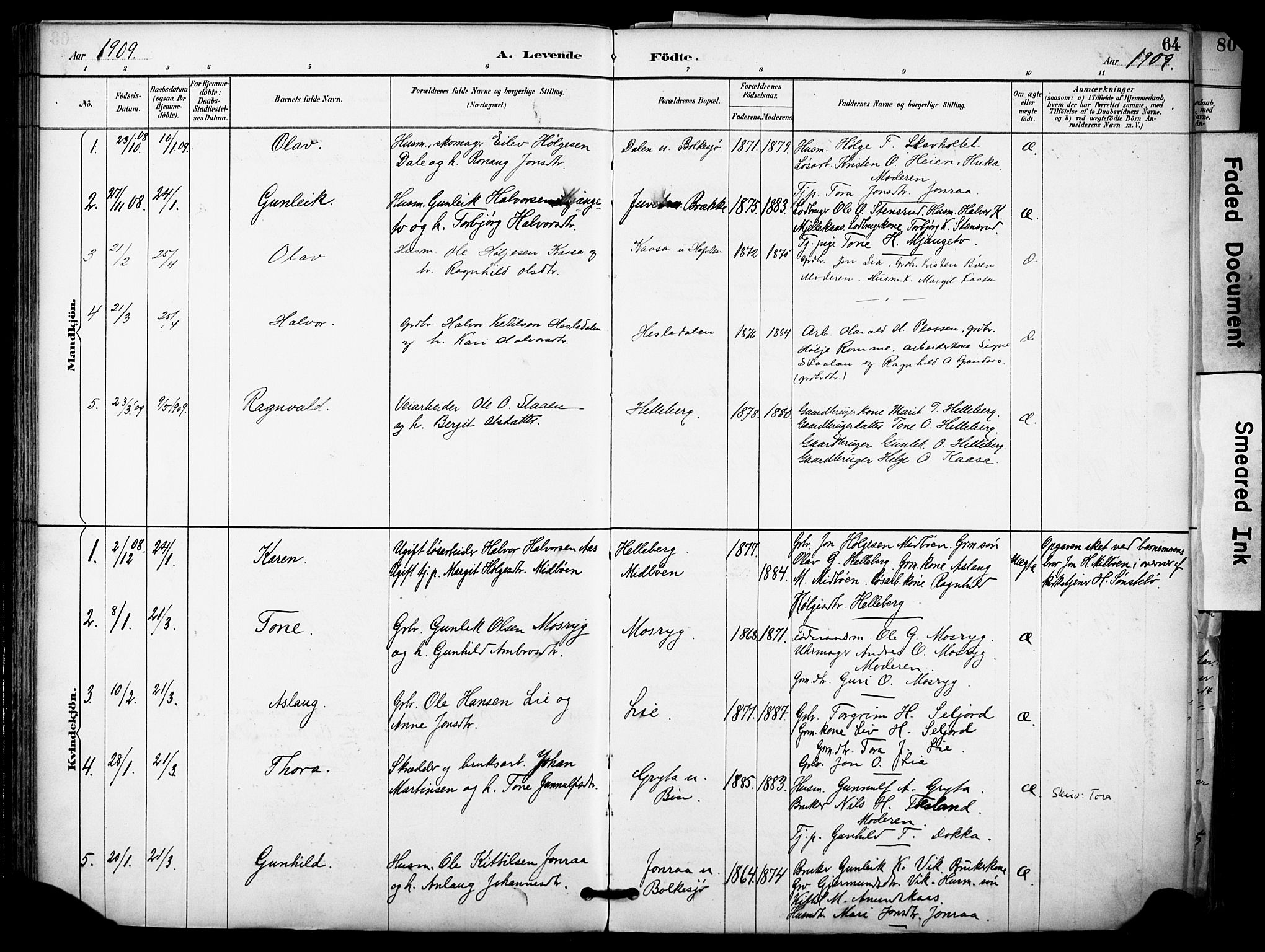 Gransherad kirkebøker, AV/SAKO-A-267/F/Fa/L0005: Parish register (official) no. I 5, 1887-1916, p. 64