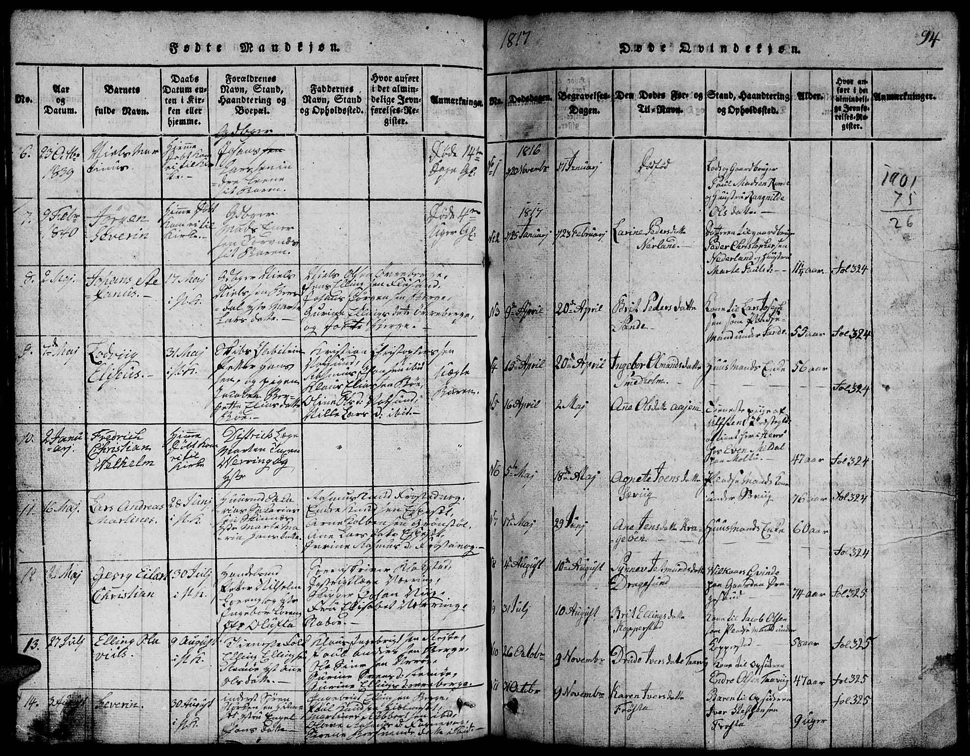 Ministerialprotokoller, klokkerbøker og fødselsregistre - Møre og Romsdal, SAT/A-1454/507/L0078: Parish register (copy) no. 507C01, 1816-1840, p. 94