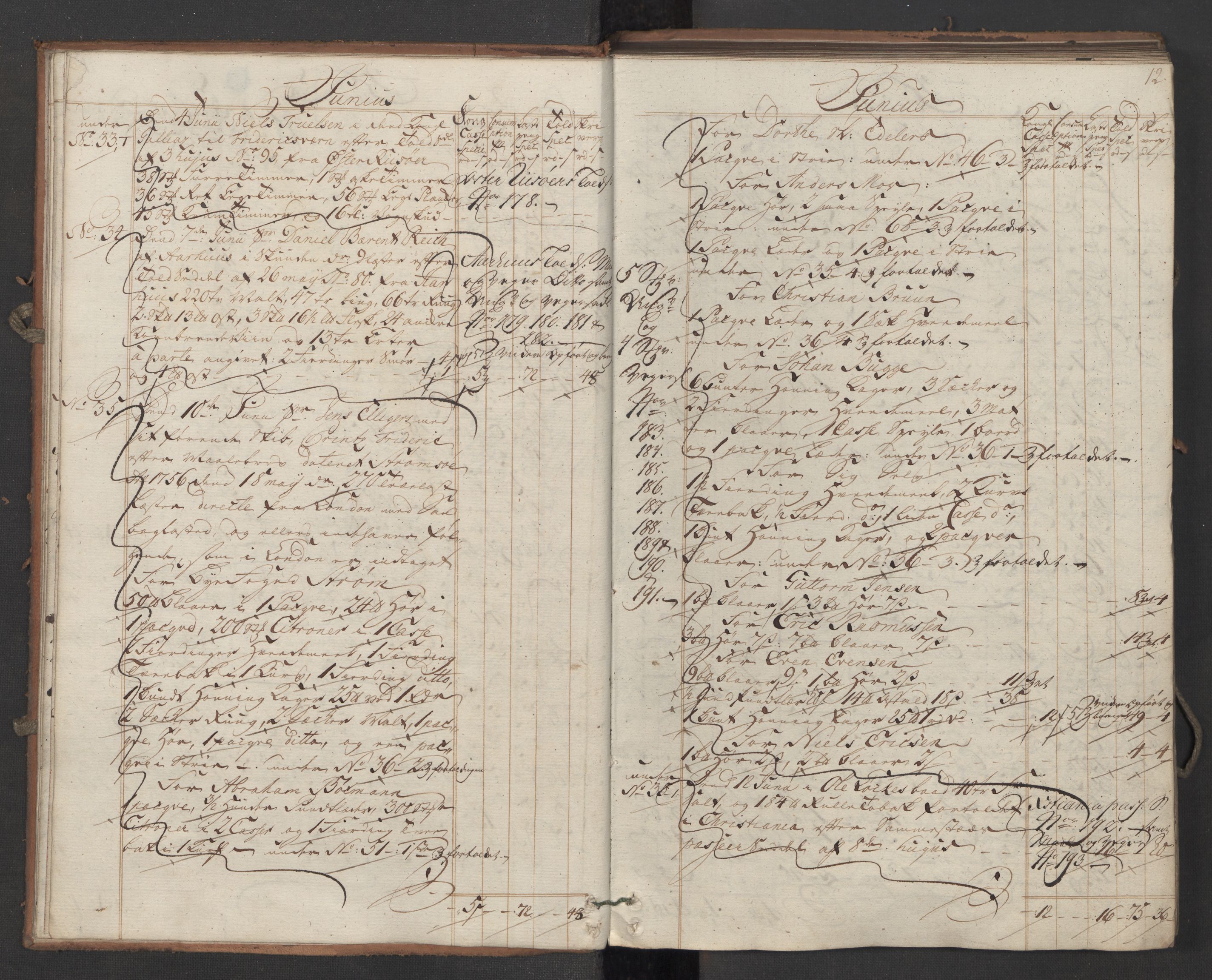 Generaltollkammeret, tollregnskaper, AV/RA-EA-5490/R11/L0038/0001: Tollregnskaper Larvik og Sandefjord / Inngående hovedtollbok, 1762, p. 11b-12a