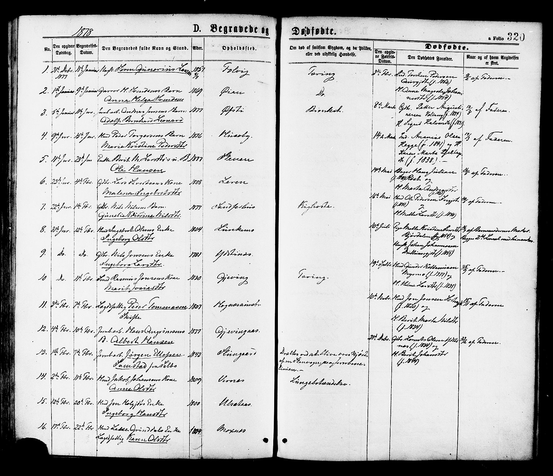 Ministerialprotokoller, klokkerbøker og fødselsregistre - Nord-Trøndelag, SAT/A-1458/709/L0076: Parish register (official) no. 709A16, 1871-1879, p. 320