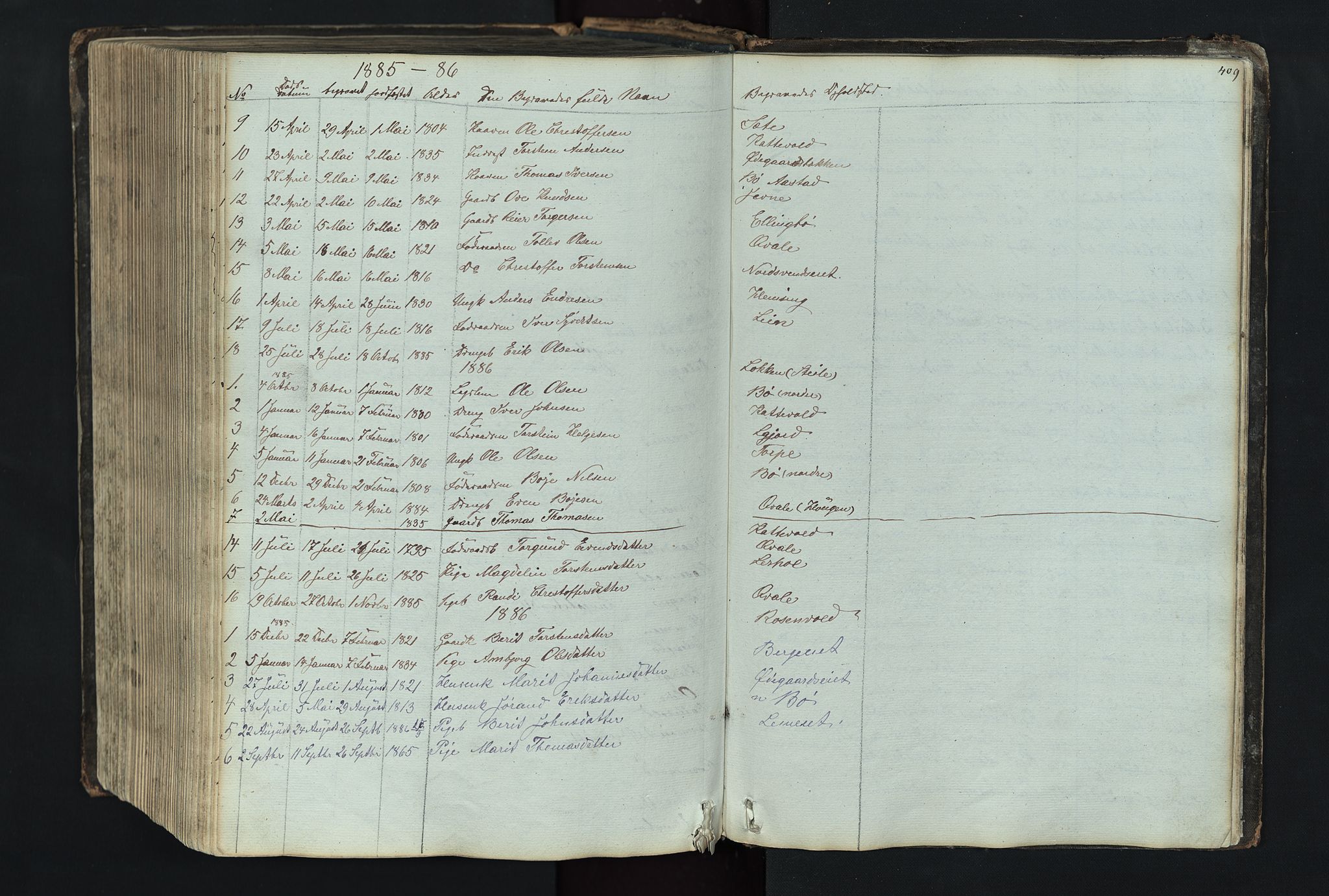 Vang prestekontor, Valdres, SAH/PREST-140/H/Hb/L0004: Parish register (copy) no. 4, 1835-1892, p. 409