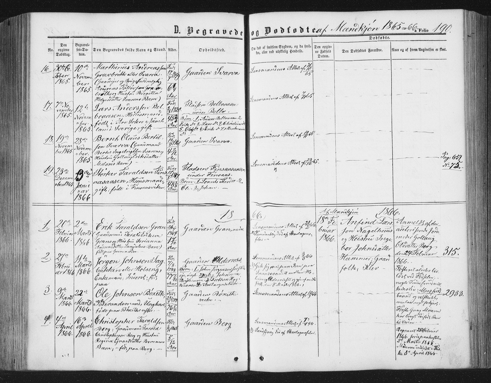 Ministerialprotokoller, klokkerbøker og fødselsregistre - Nord-Trøndelag, AV/SAT-A-1458/749/L0472: Parish register (official) no. 749A06, 1857-1873, p. 190