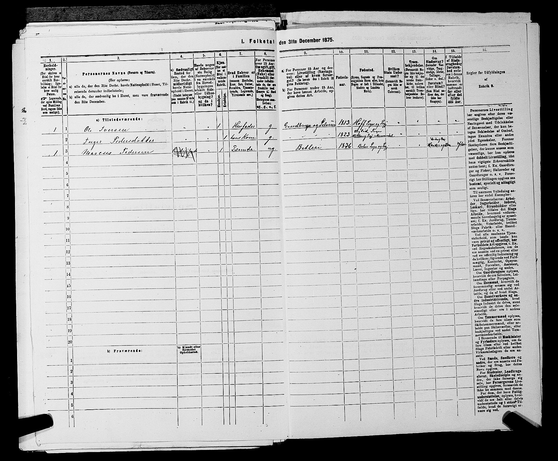 SAKO, 1875 census for 0715P Botne, 1875, p. 692