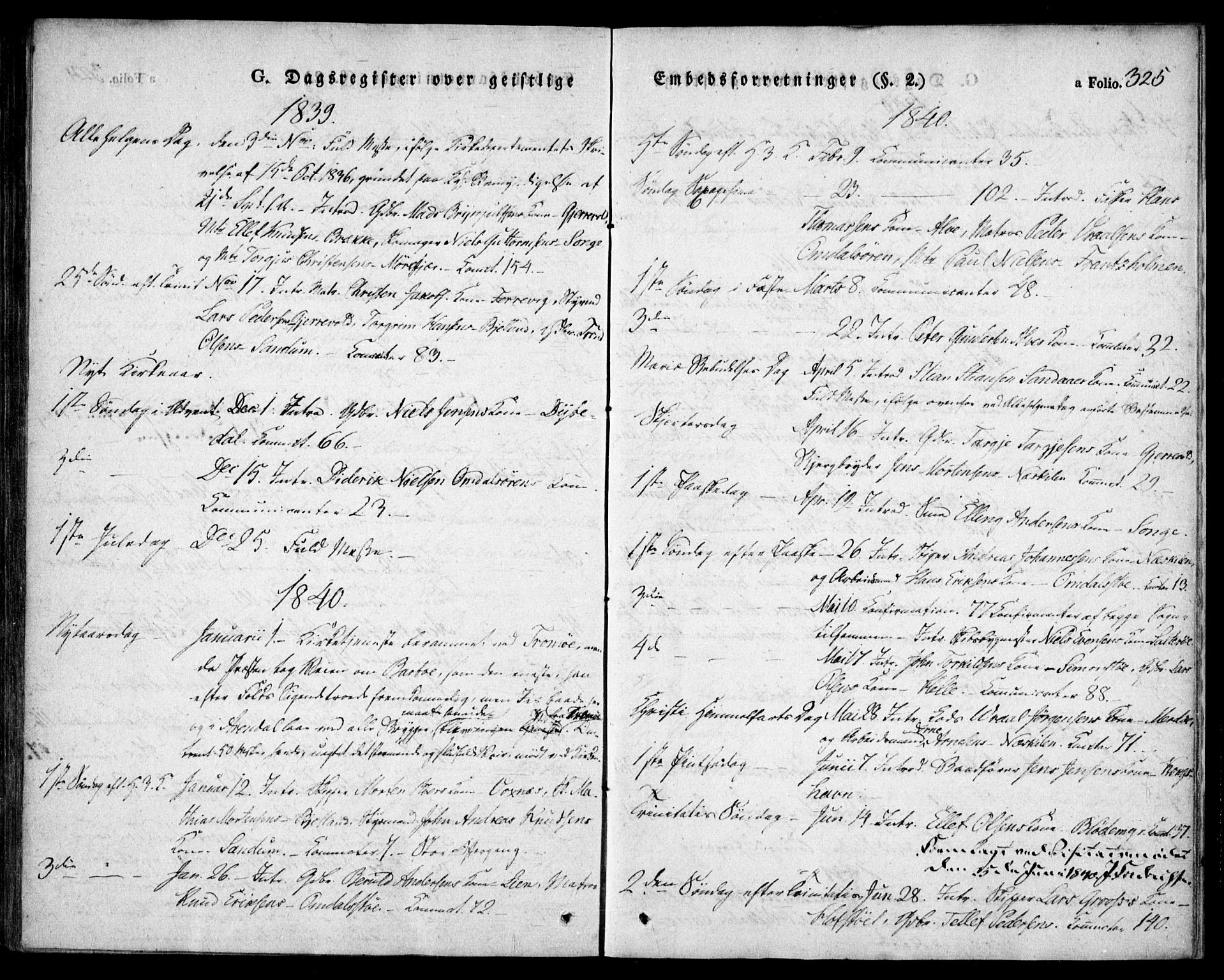 Tromøy sokneprestkontor, SAK/1111-0041/F/Fa/L0004: Parish register (official) no. A 4, 1837-1846, p. 325