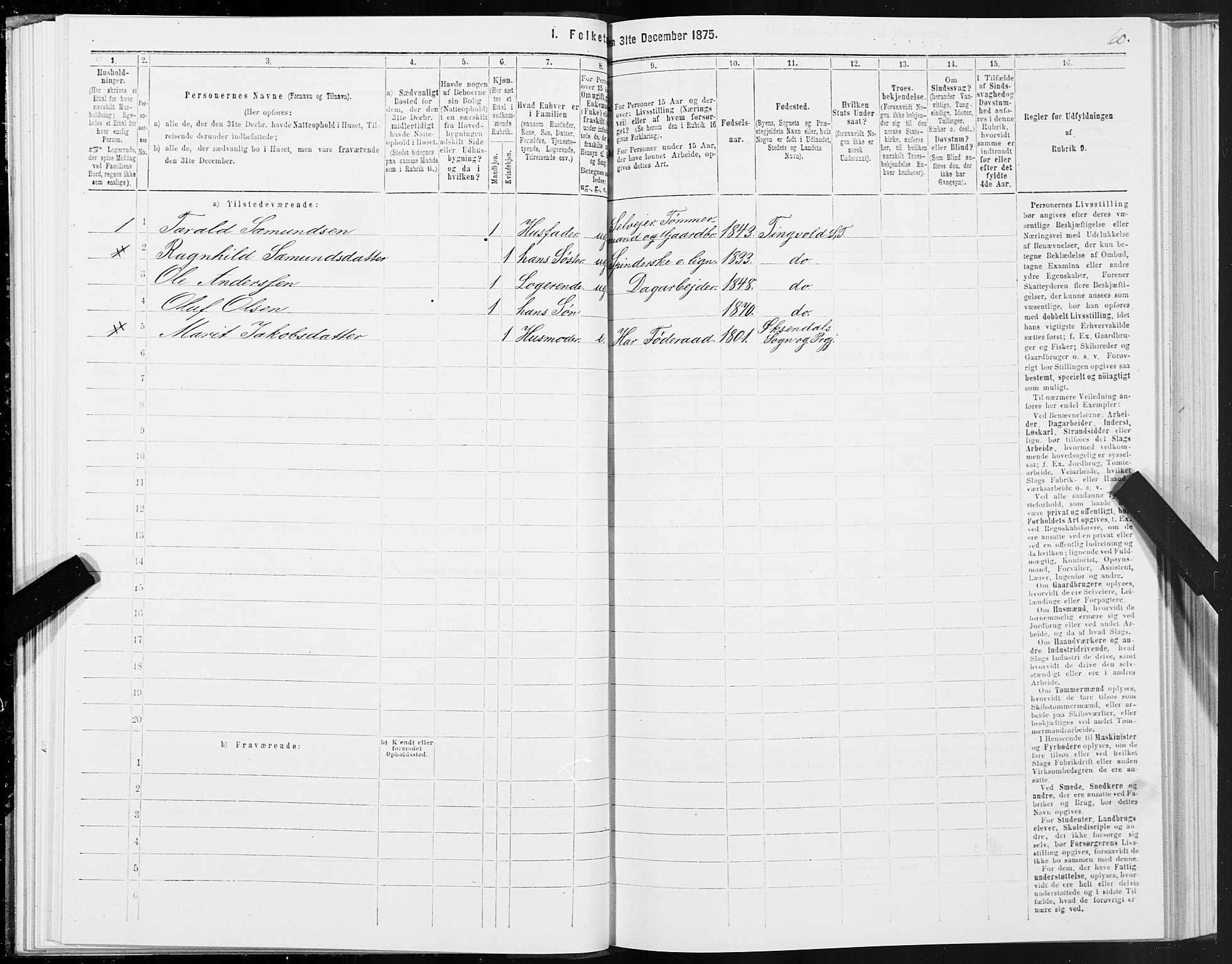 SAT, 1875 census for 1560P Tingvoll, 1875, p. 1060