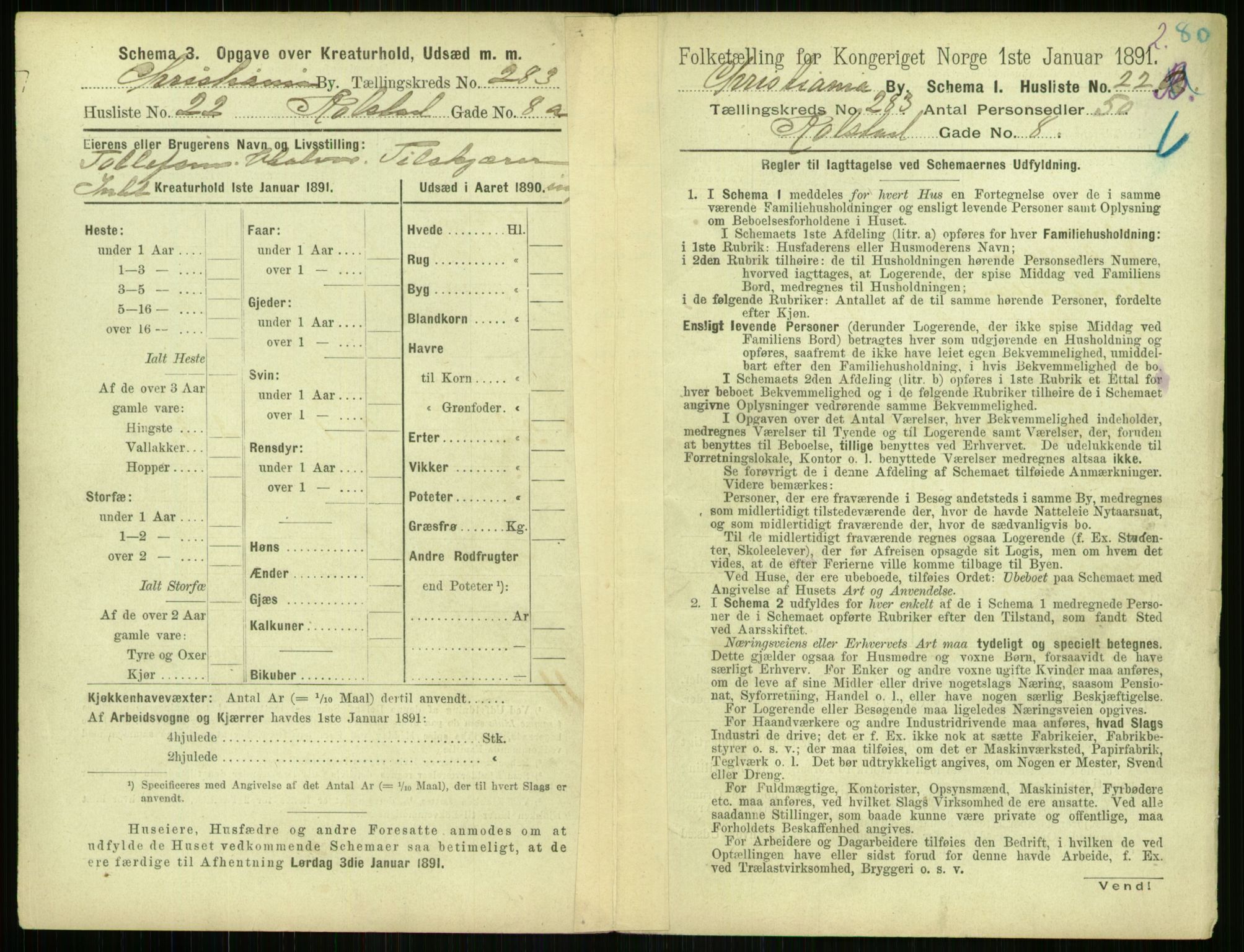 RA, 1891 census for 0301 Kristiania, 1891, p. 172606