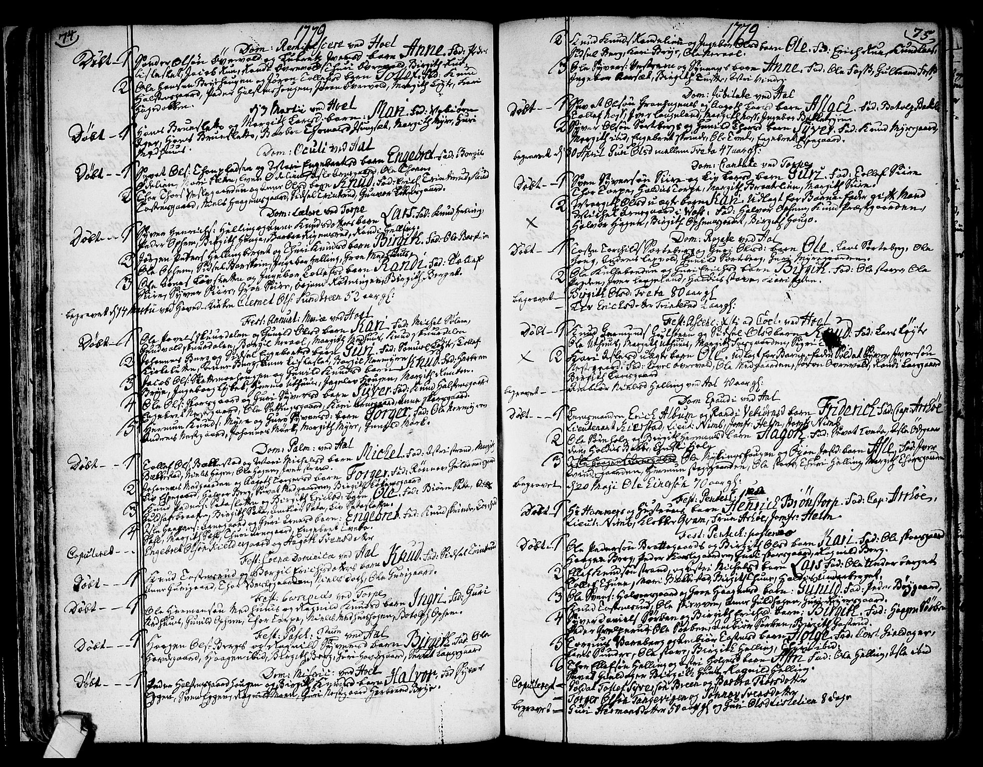 Ål kirkebøker, SAKO/A-249/F/Fa/L0002: Parish register (official) no. I 2, 1771-1806, p. 74-75