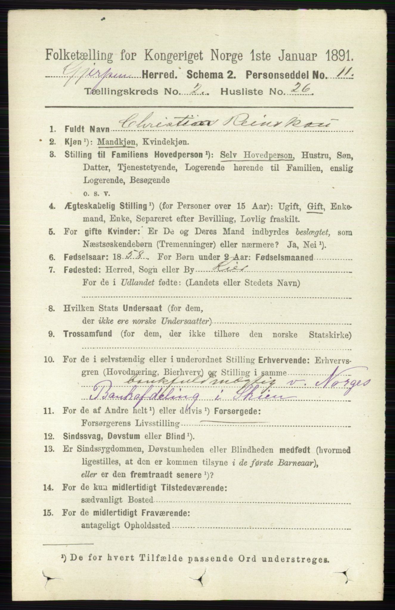 RA, 1891 census for 0812 Gjerpen, 1891, p. 937