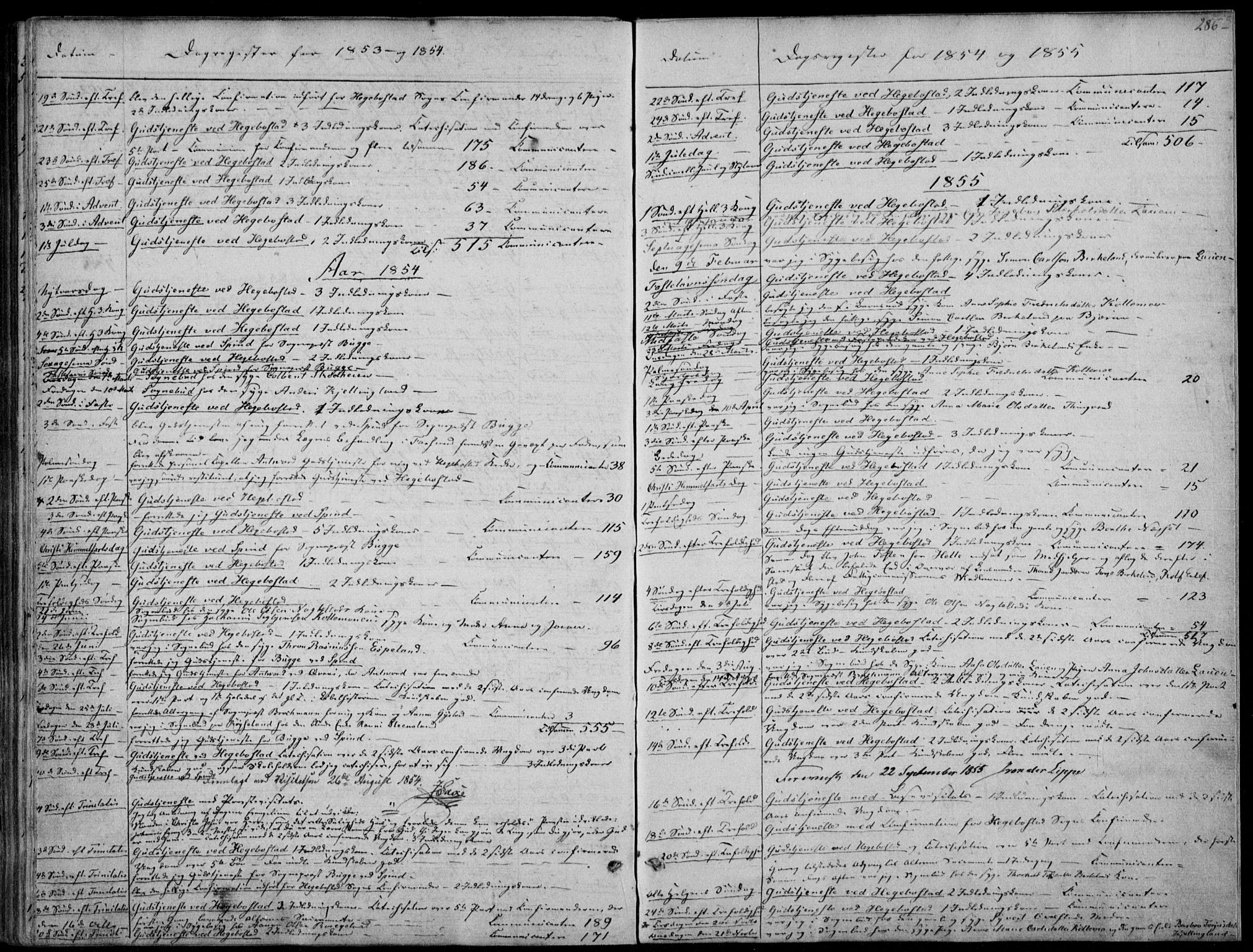 Hægebostad sokneprestkontor, AV/SAK-1111-0024/F/Fa/Faa/L0004: Parish register (official) no. A 4, 1834-1864, p. 286