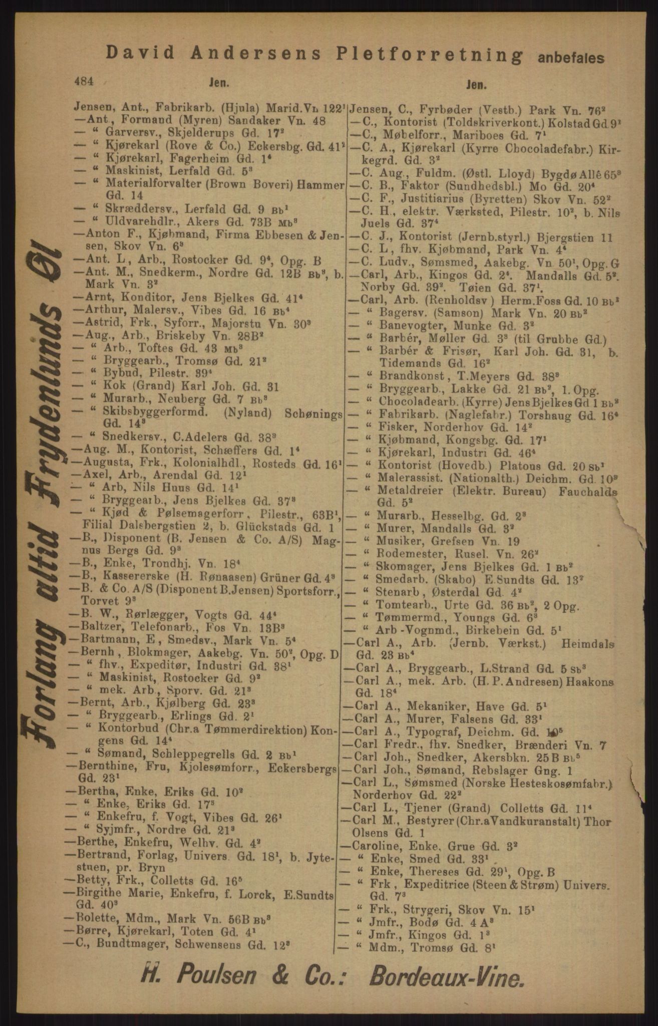 Kristiania/Oslo adressebok, PUBL/-, 1905, p. 484