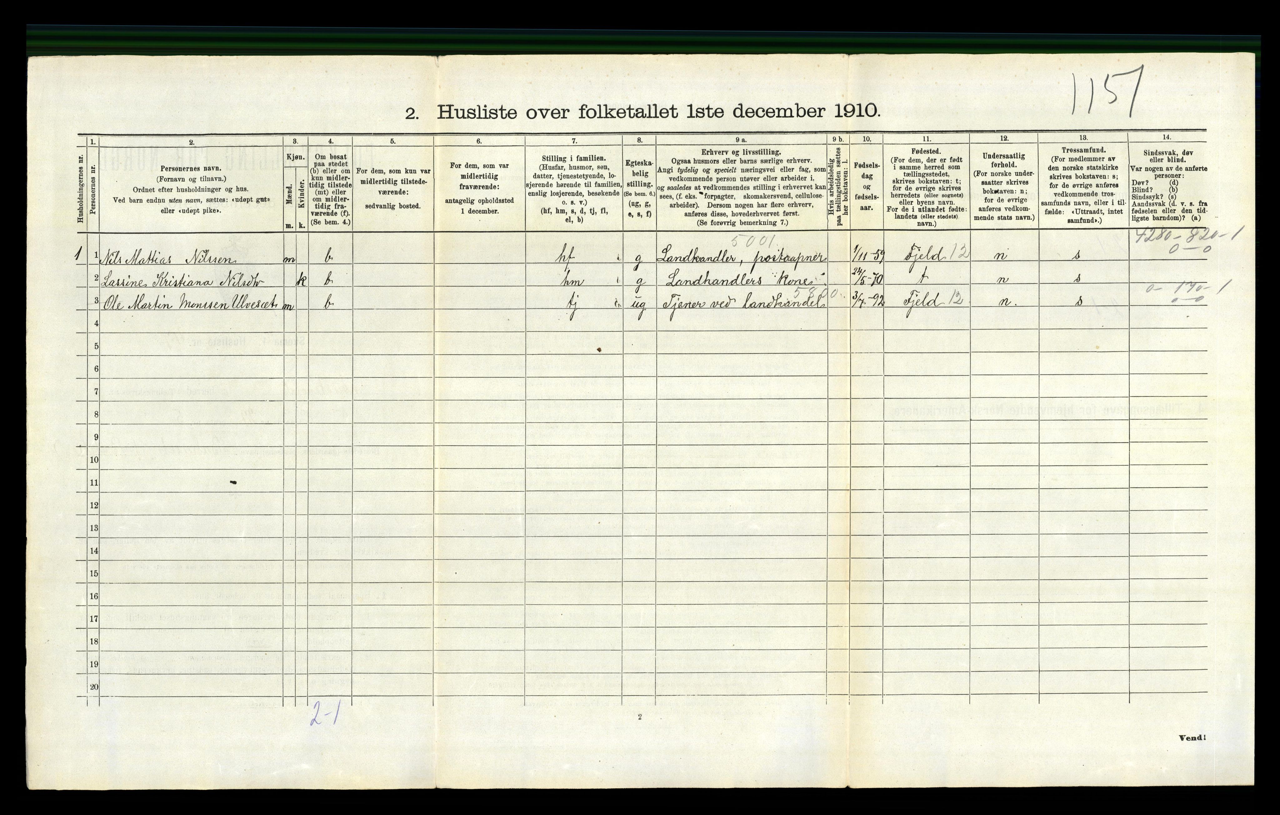 RA, 1910 census for Austevoll, 1910, p. 367