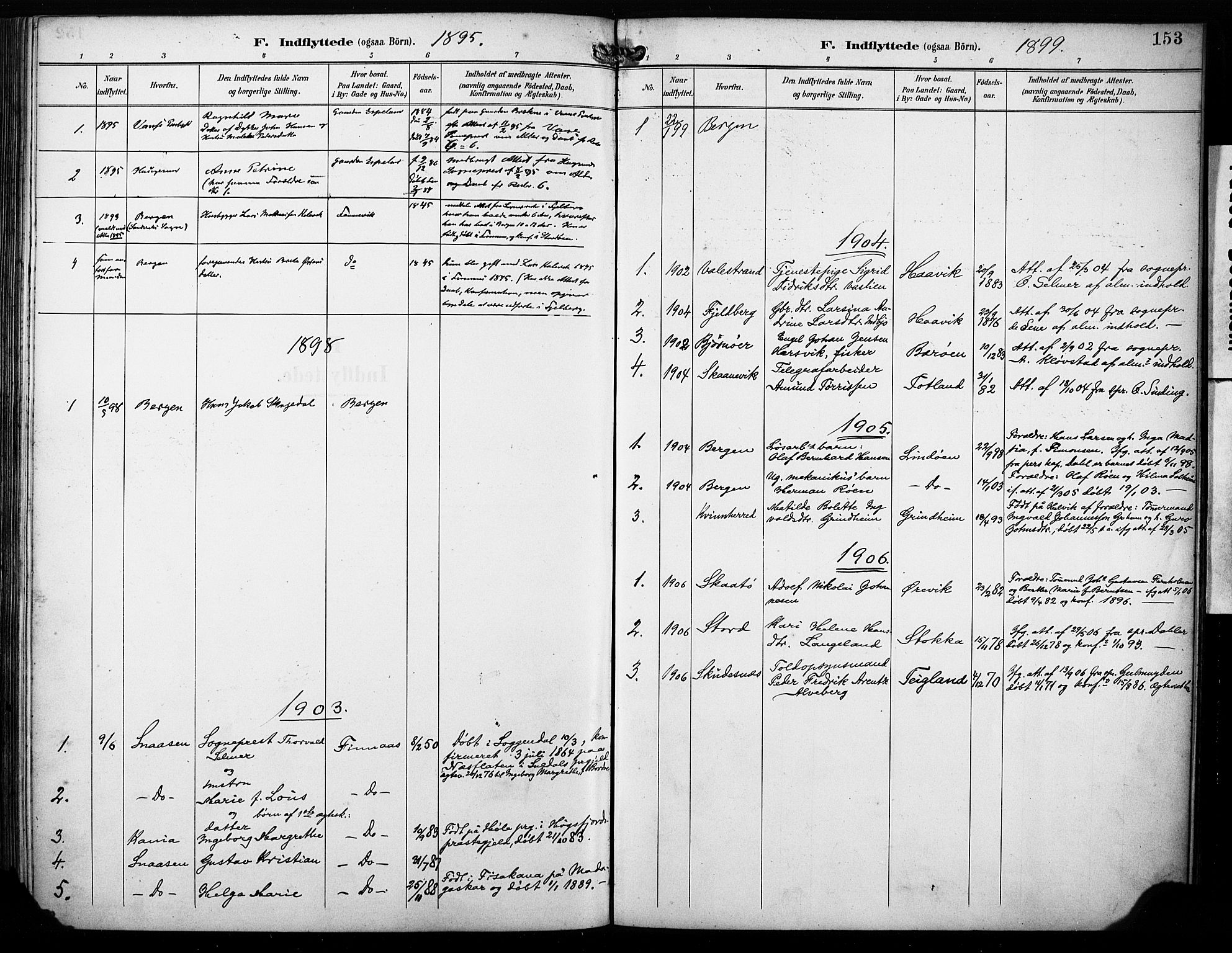 Finnås sokneprestembete, SAB/A-99925/H/Ha/Haa/Haab/L0002: Parish register (official) no. B 2, 1895-1906, p. 153