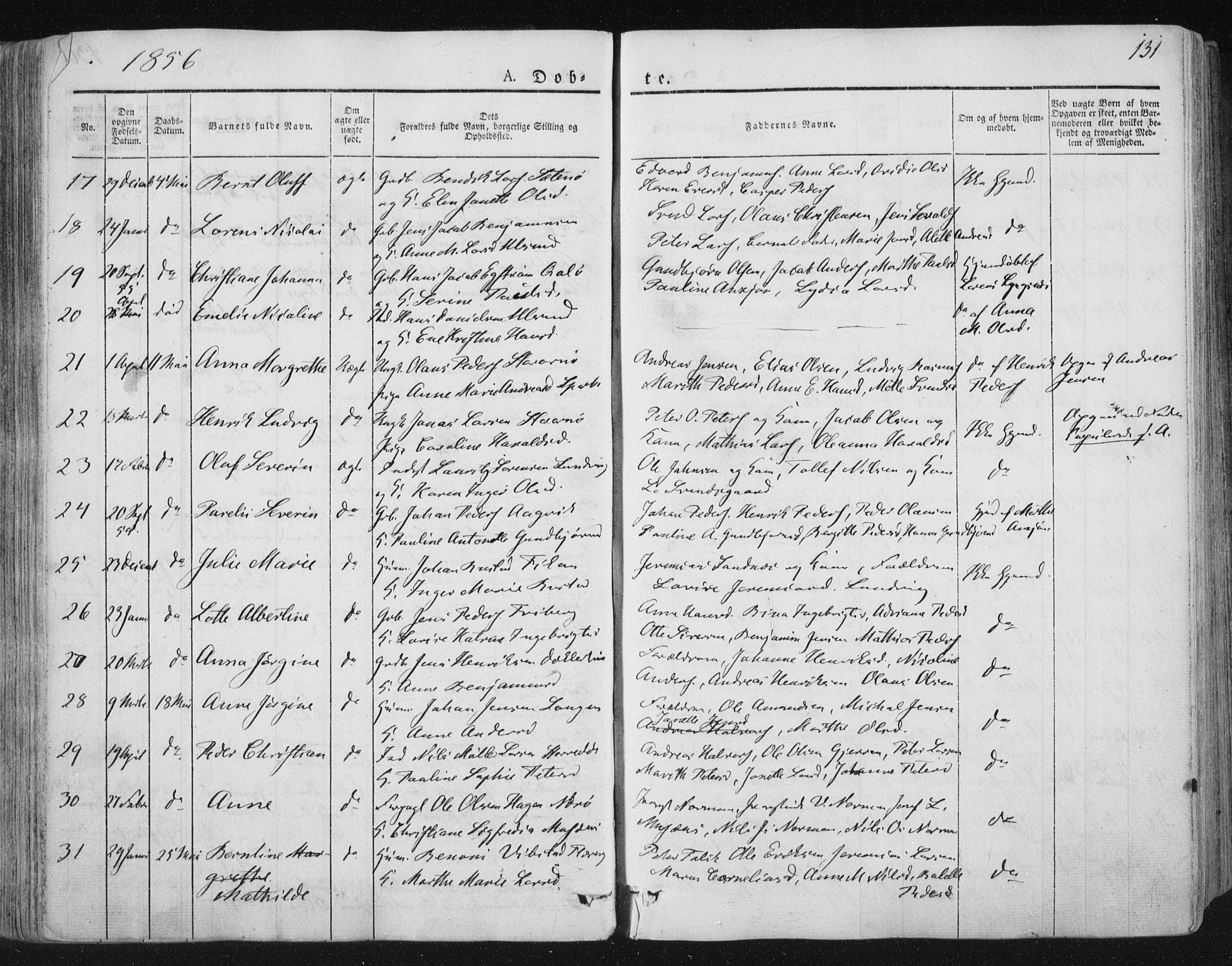 Ministerialprotokoller, klokkerbøker og fødselsregistre - Nord-Trøndelag, SAT/A-1458/784/L0669: Parish register (official) no. 784A04, 1829-1859, p. 131