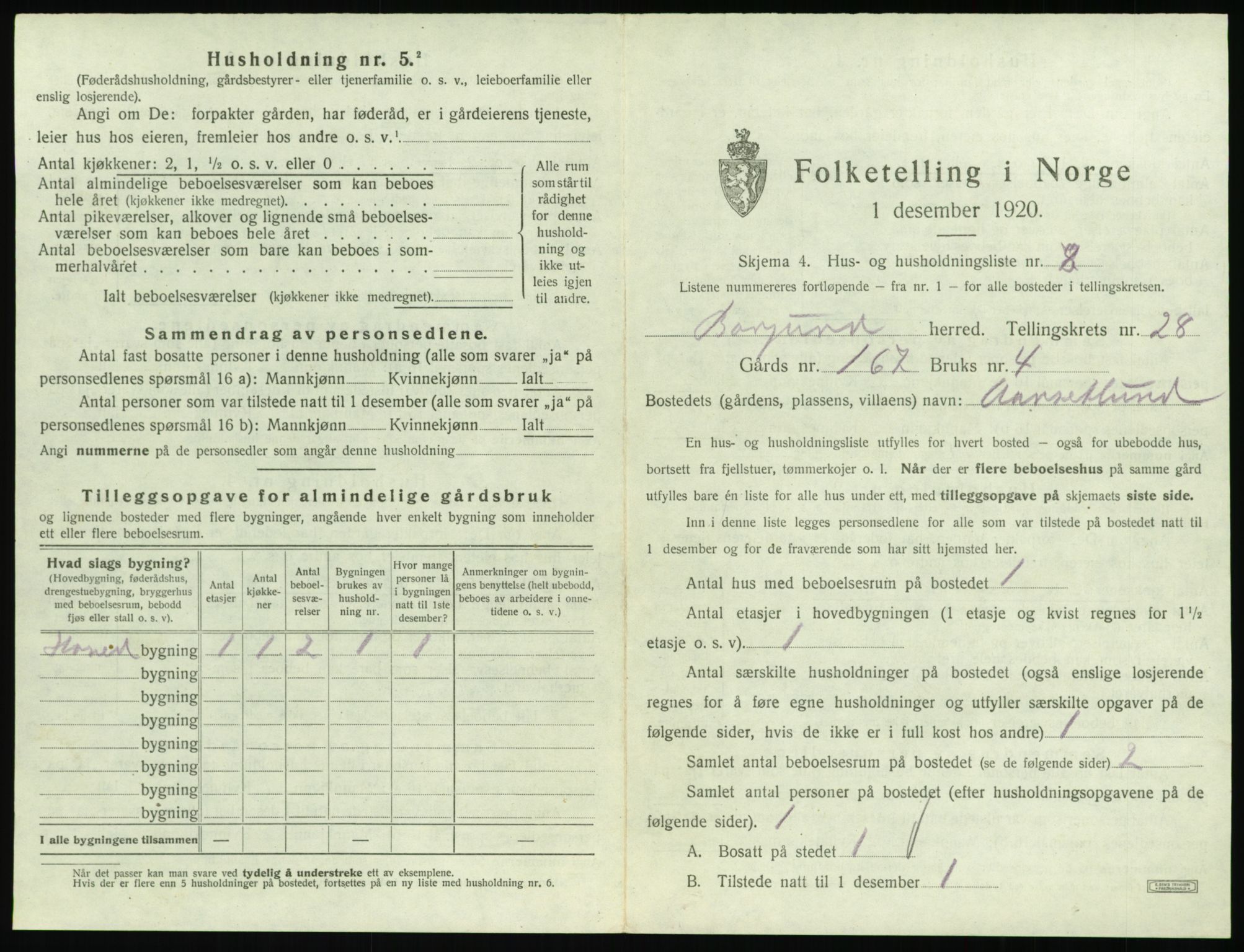 SAT, 1920 census for Borgund, 1920, p. 2204