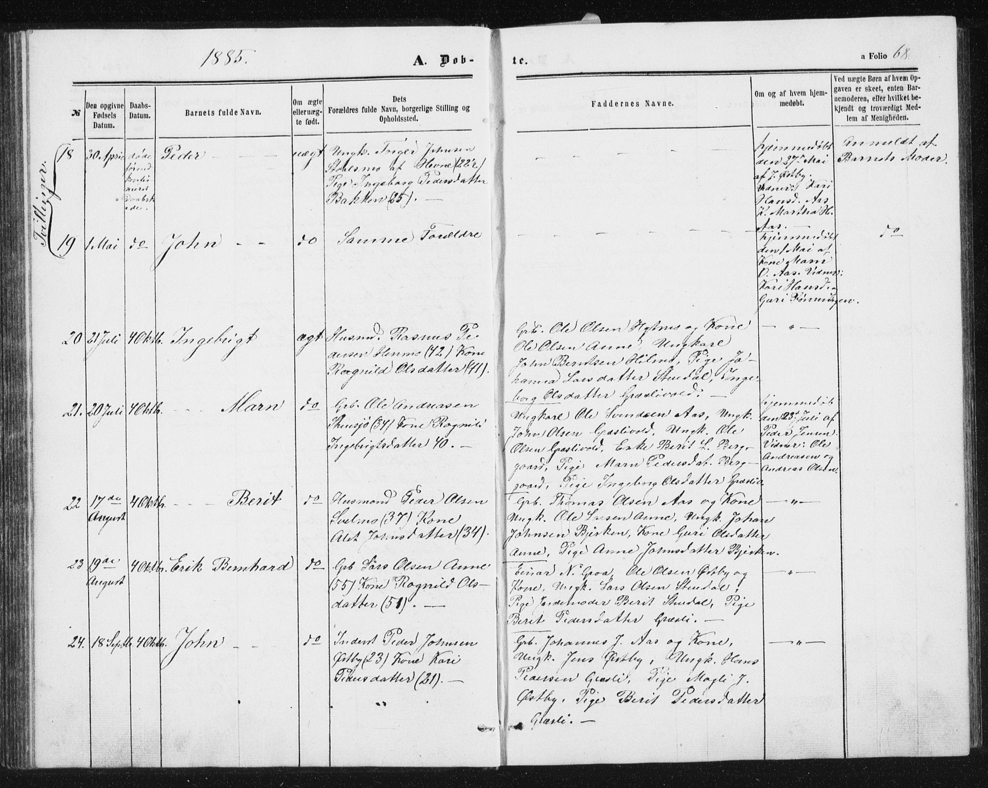 Ministerialprotokoller, klokkerbøker og fødselsregistre - Sør-Trøndelag, AV/SAT-A-1456/698/L1166: Parish register (copy) no. 698C03, 1861-1887, p. 68