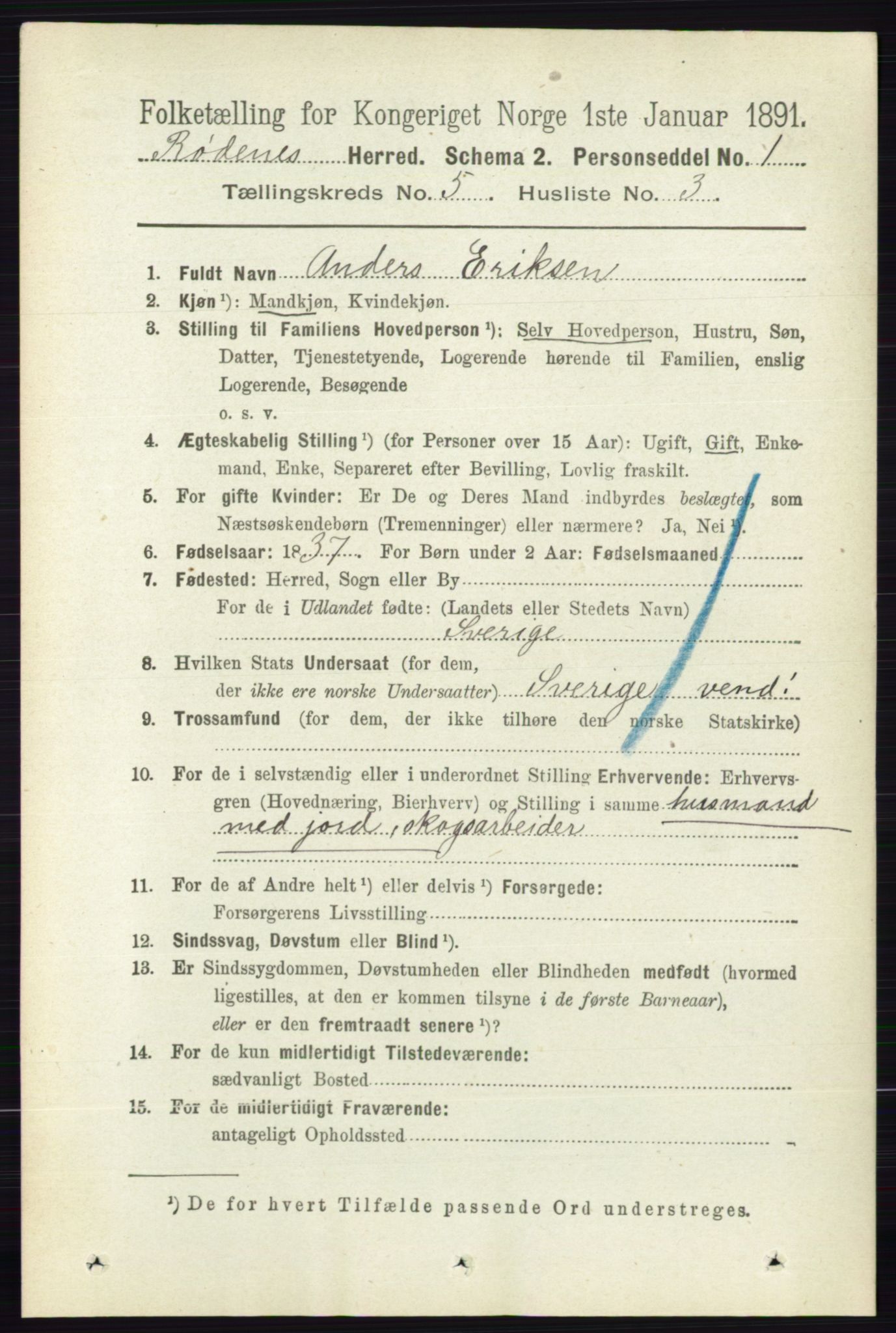 RA, 1891 census for 0120 Rødenes, 1891, p. 2101