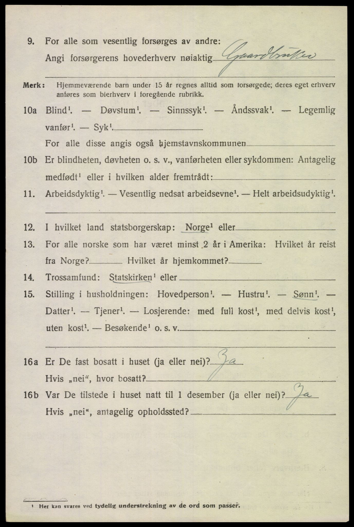 SAK, 1920 census for Tveit, 1920, p. 3171