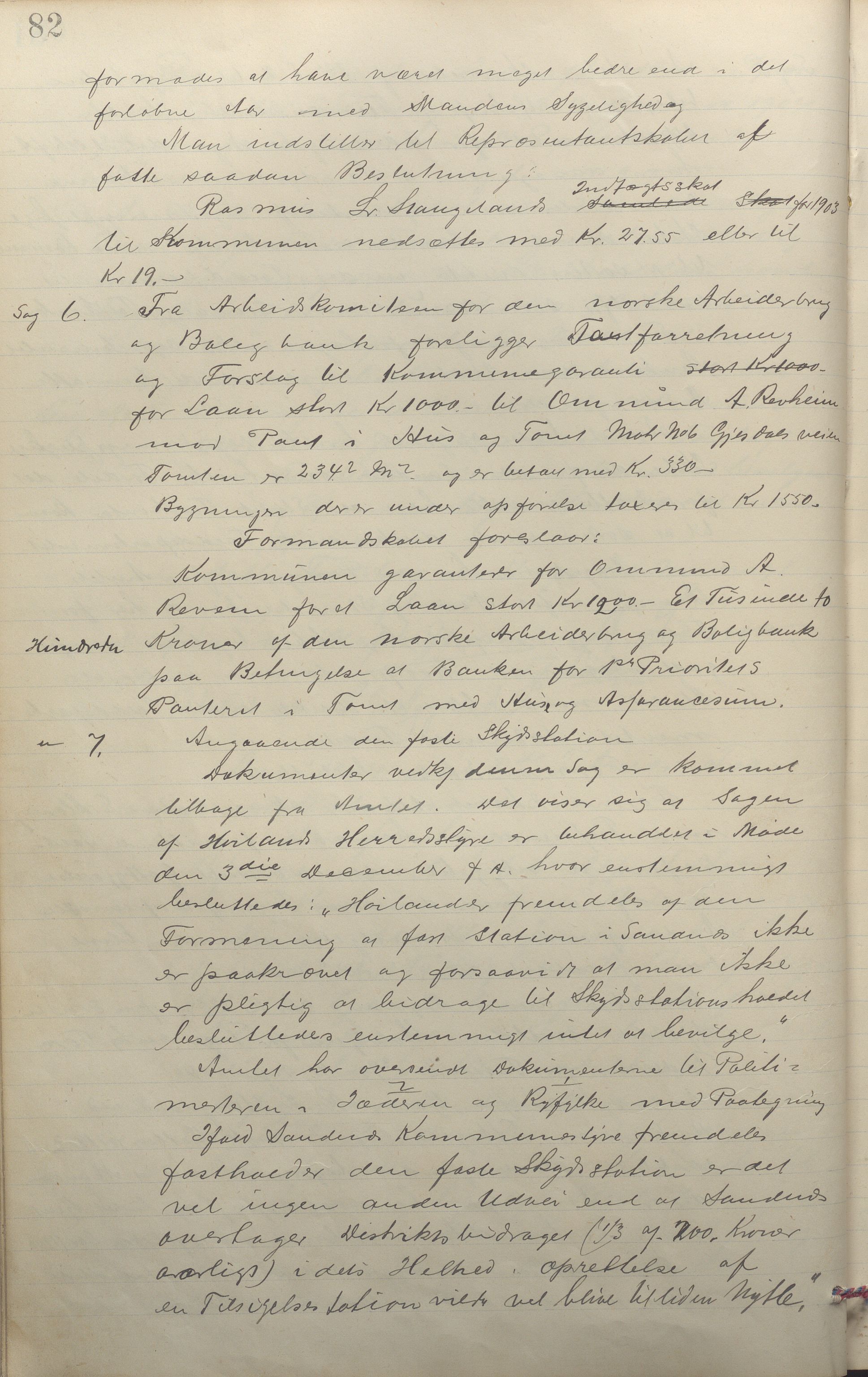 Sandnes kommune - Formannskapet og Bystyret, IKAR/K-100188/Aa/L0006: Møtebok, 1902-1909, p. 82