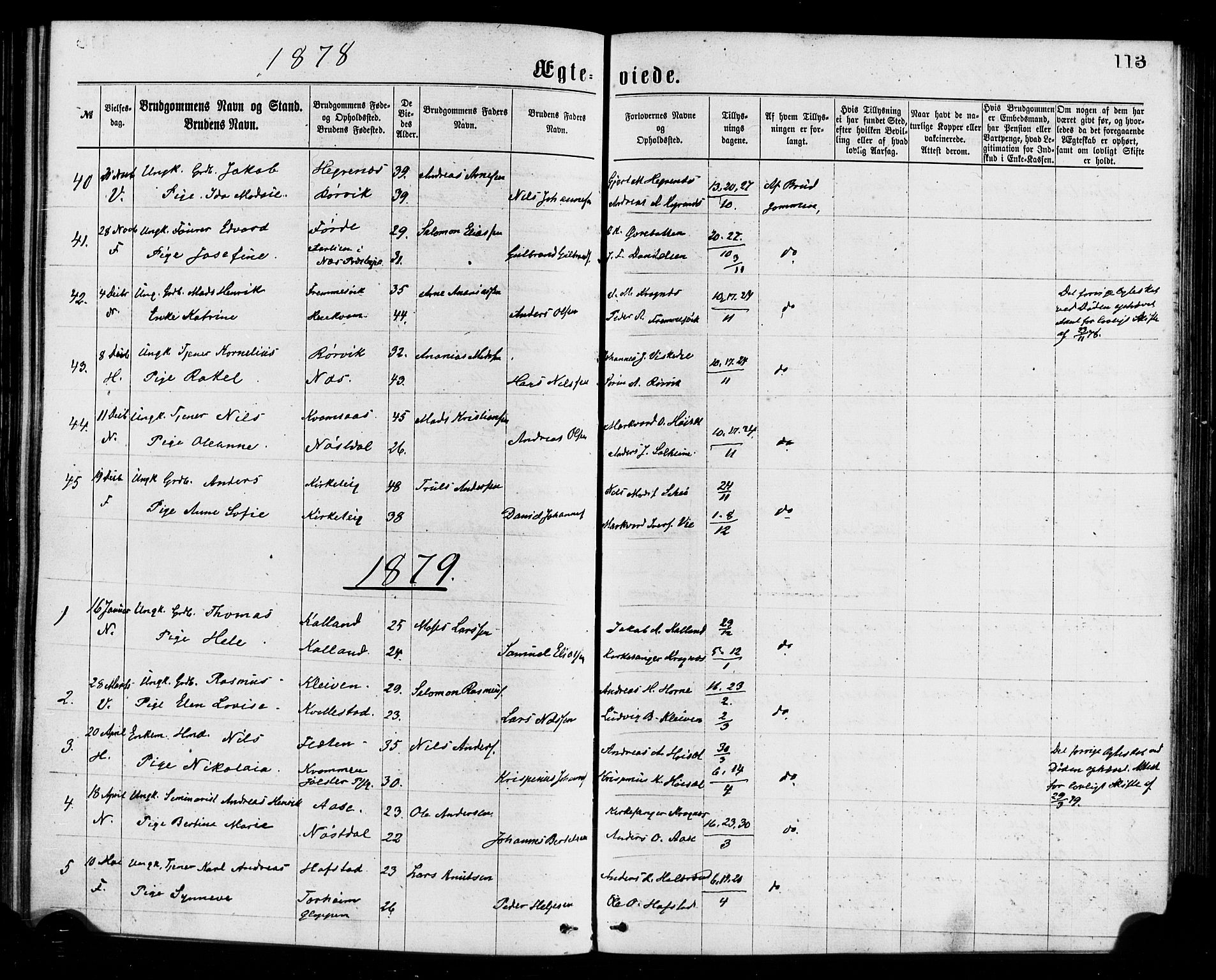 Førde sokneprestembete, SAB/A-79901/H/Haa/Haaa/L0011: Parish register (official) no. A 11, 1877-1880, p. 113