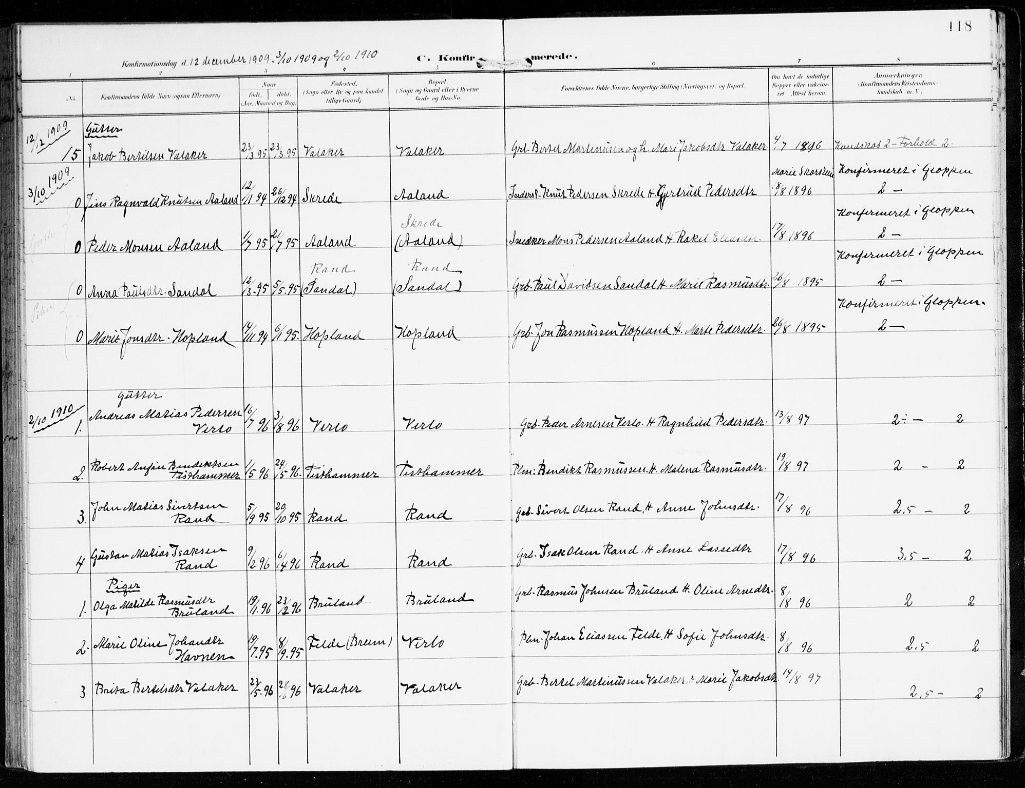 Innvik sokneprestembete, AV/SAB-A-80501: Parish register (official) no. D 2, 1900-1921, p. 118
