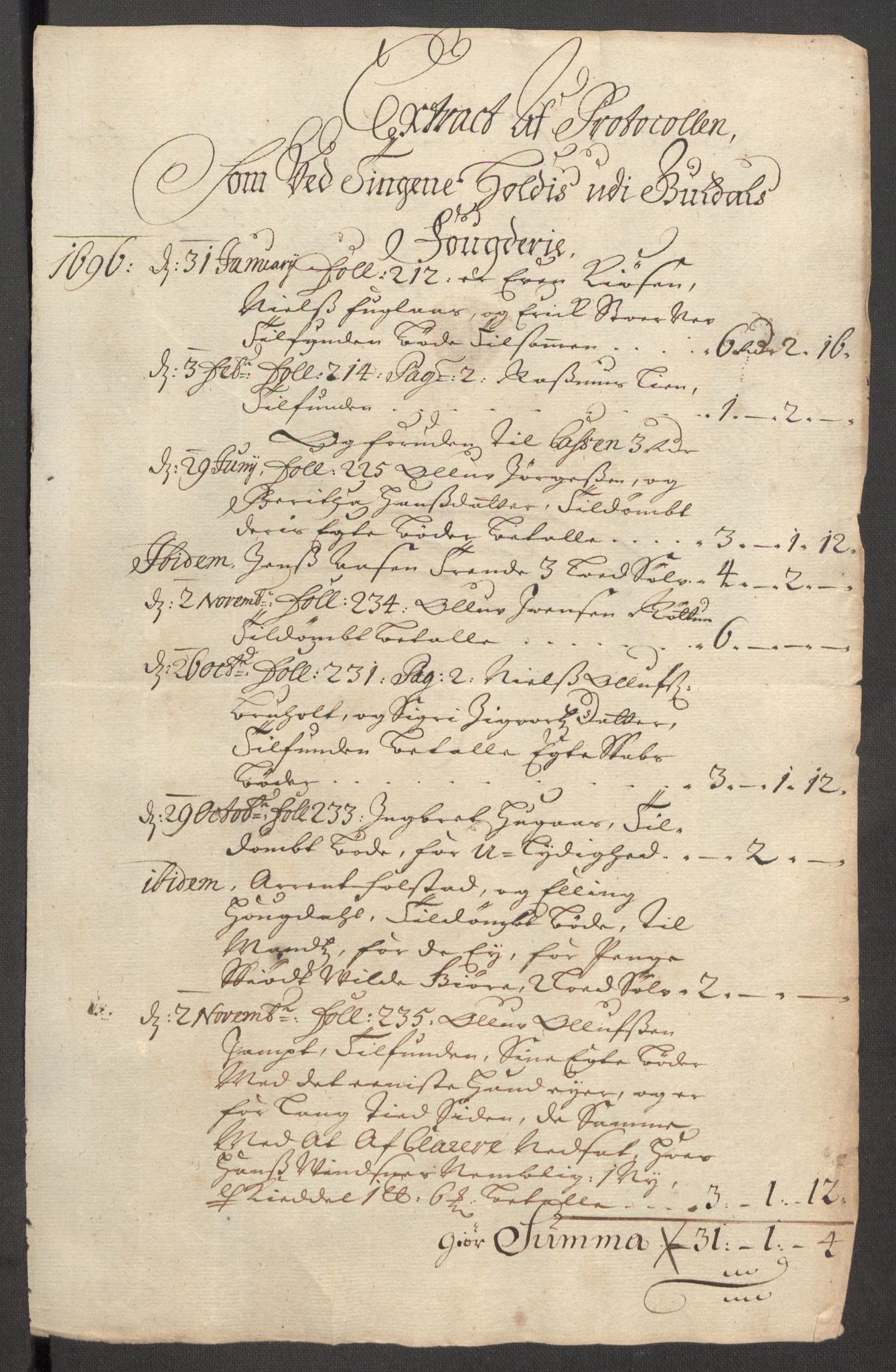 Rentekammeret inntil 1814, Reviderte regnskaper, Fogderegnskap, RA/EA-4092/R60/L3946: Fogderegnskap Orkdal og Gauldal, 1696, p. 393