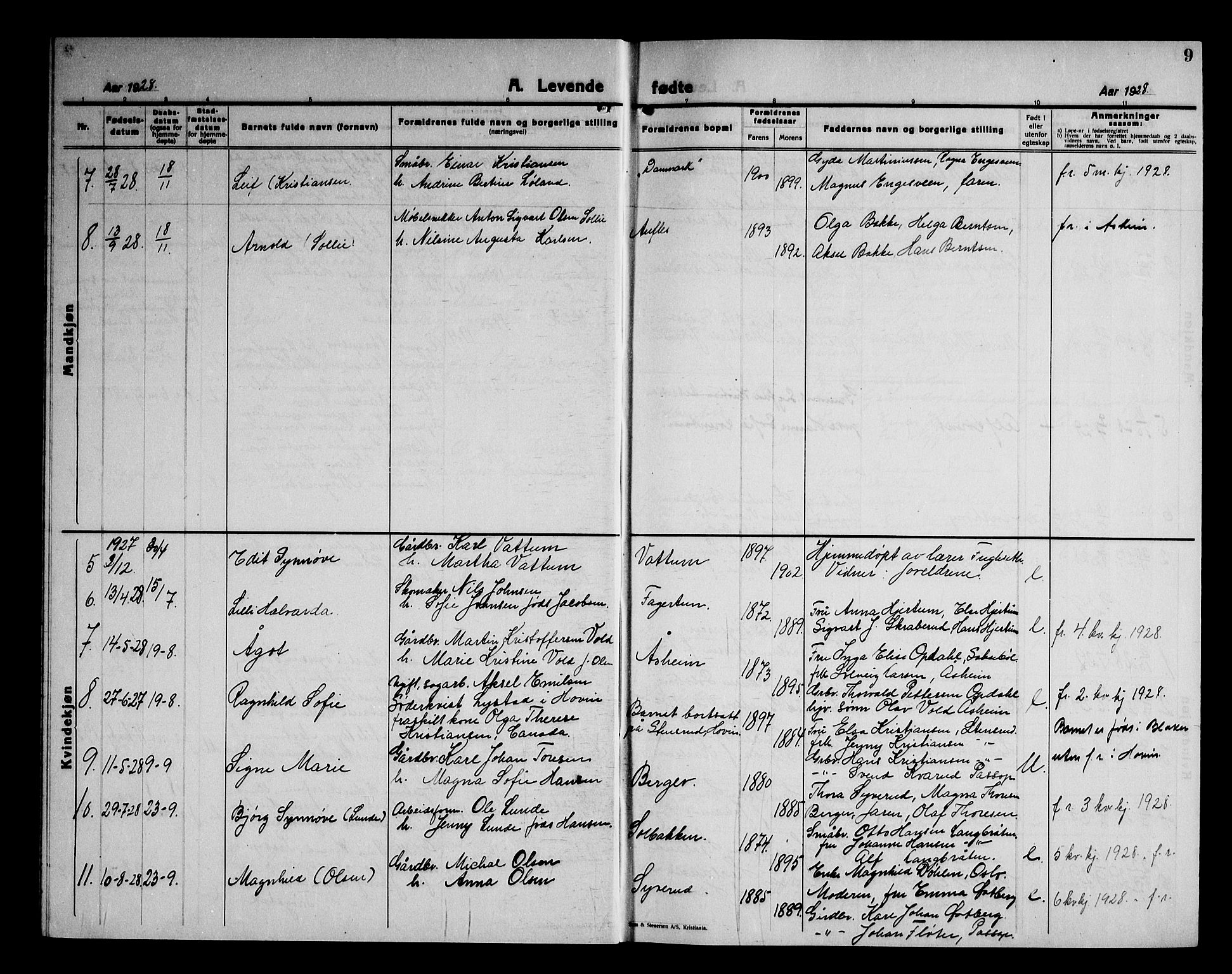 Spydeberg prestekontor Kirkebøker, AV/SAO-A-10924/G/Gb/L0002: Parish register (copy) no. II 2, 1925-1951, p. 9