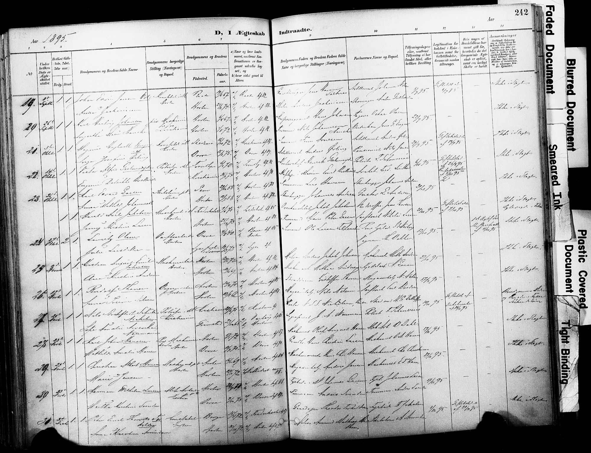 Horten kirkebøker, AV/SAKO-A-348/F/Fa/L0004: Parish register (official) no. 4, 1888-1895, p. 242