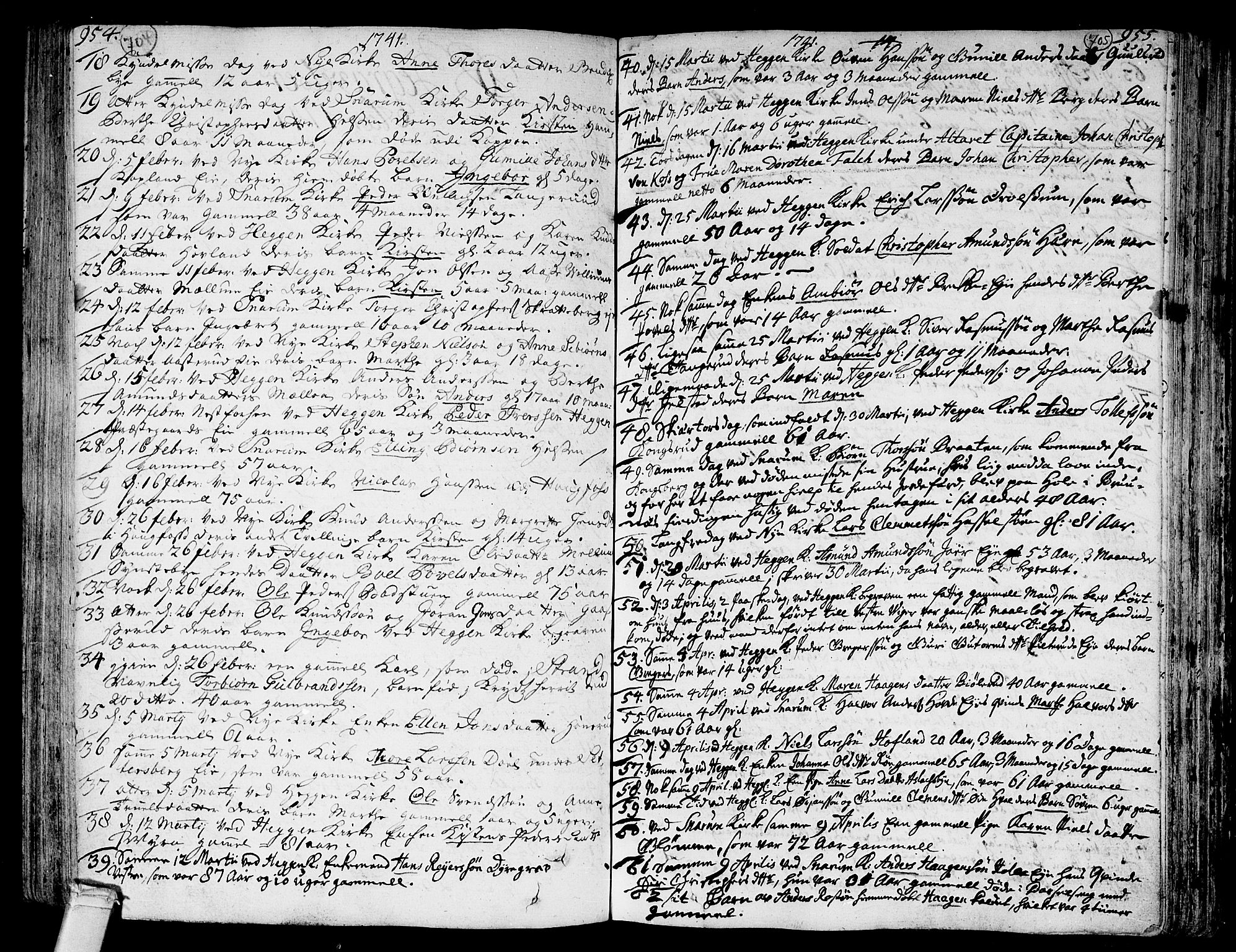 Modum kirkebøker, AV/SAKO-A-234/F/Fa/L0002: Parish register (official) no. 2, 1741-1782, p. 704-705