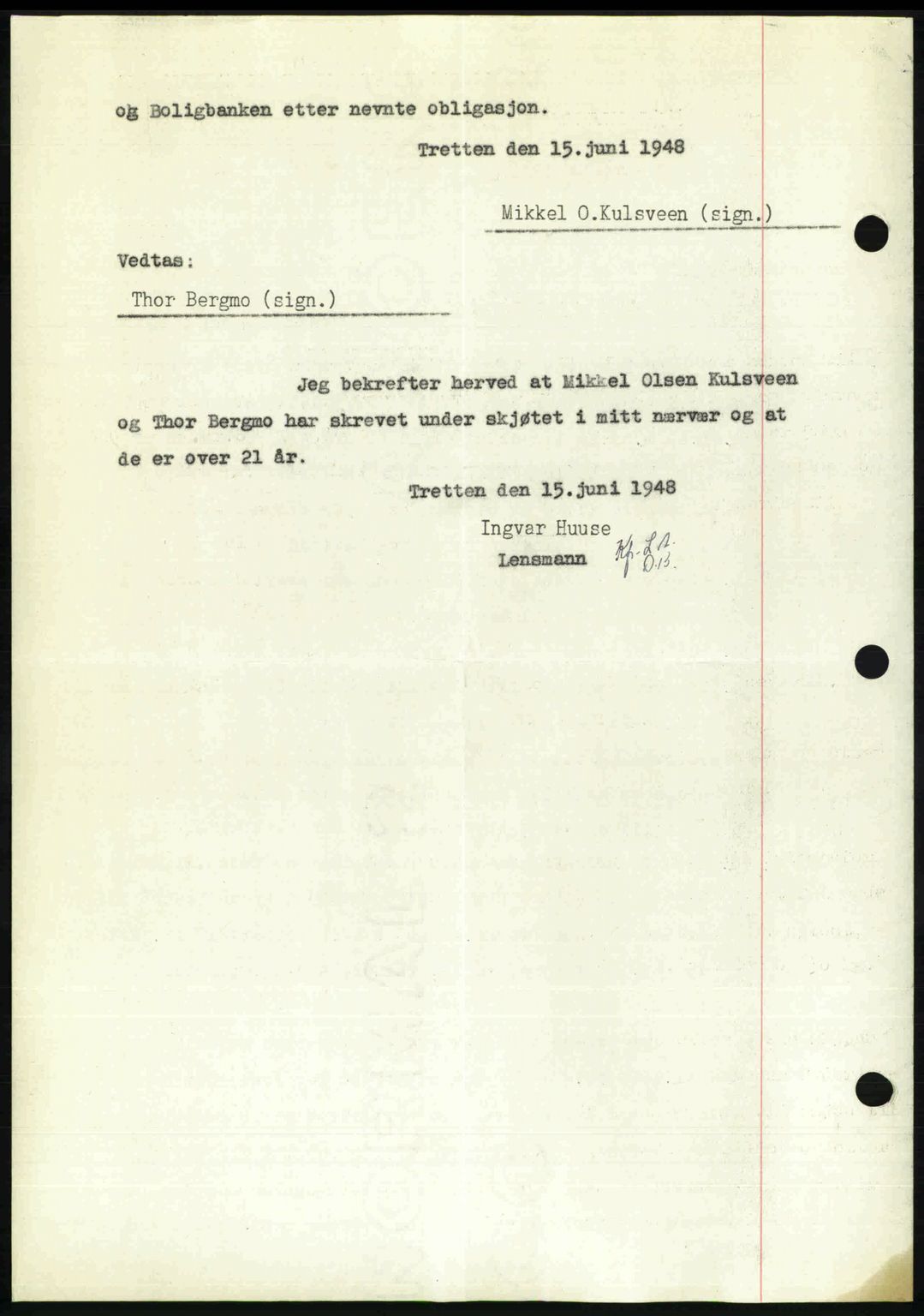 Sør-Gudbrandsdal tingrett, SAH/TING-004/H/Hb/Hbd/L0022: Mortgage book no. A22, 1948-1948, Diary no: : 1396/1948