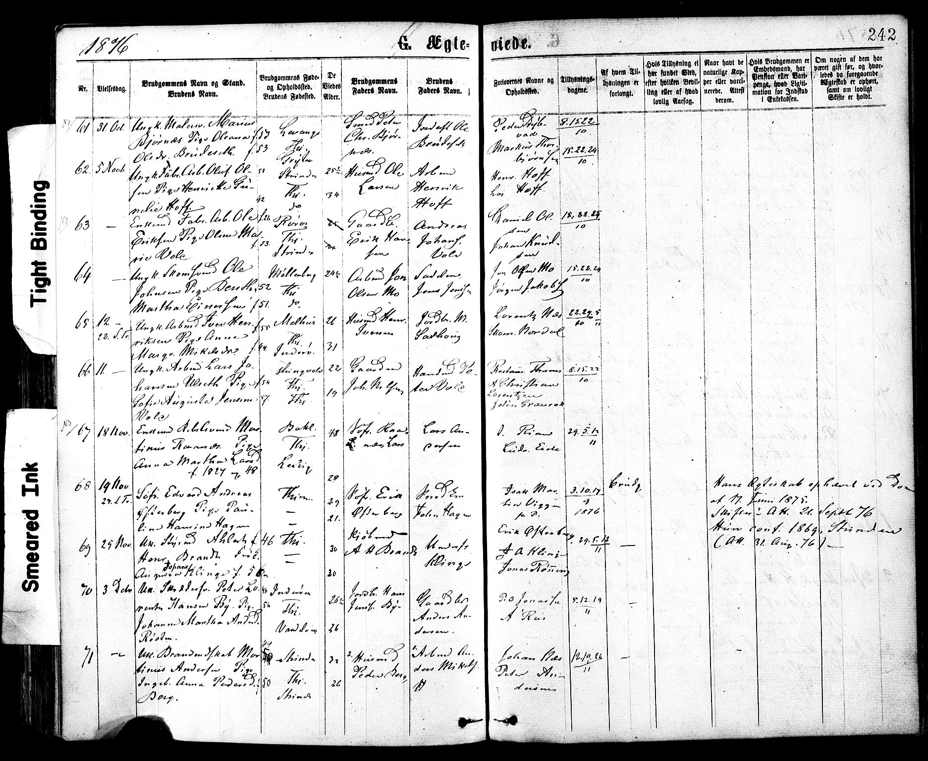 Ministerialprotokoller, klokkerbøker og fødselsregistre - Sør-Trøndelag, SAT/A-1456/602/L0118: Parish register (official) no. 602A16, 1873-1879, p. 242