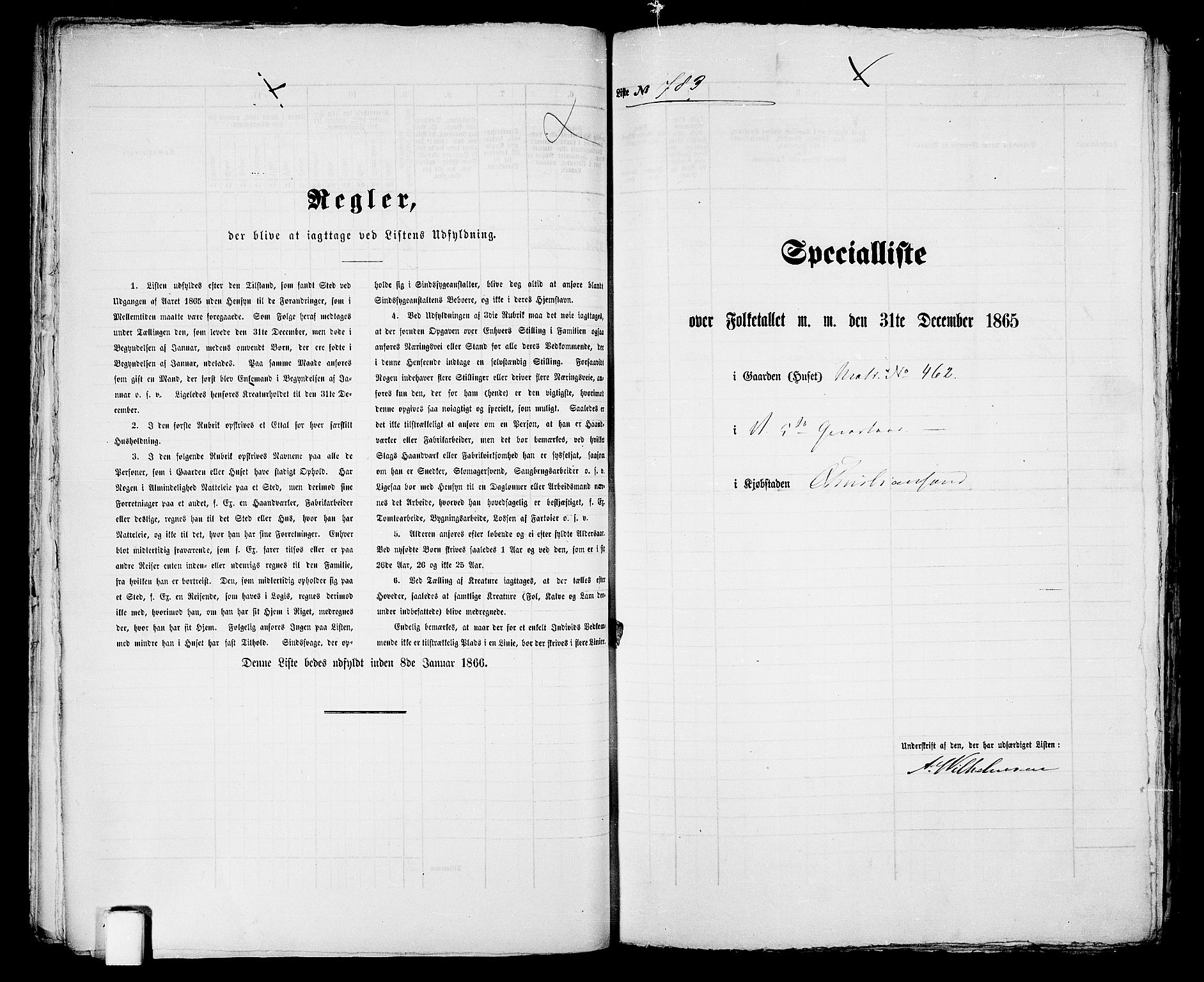 RA, 1865 census for Kristiansand, 1865, p. 1604