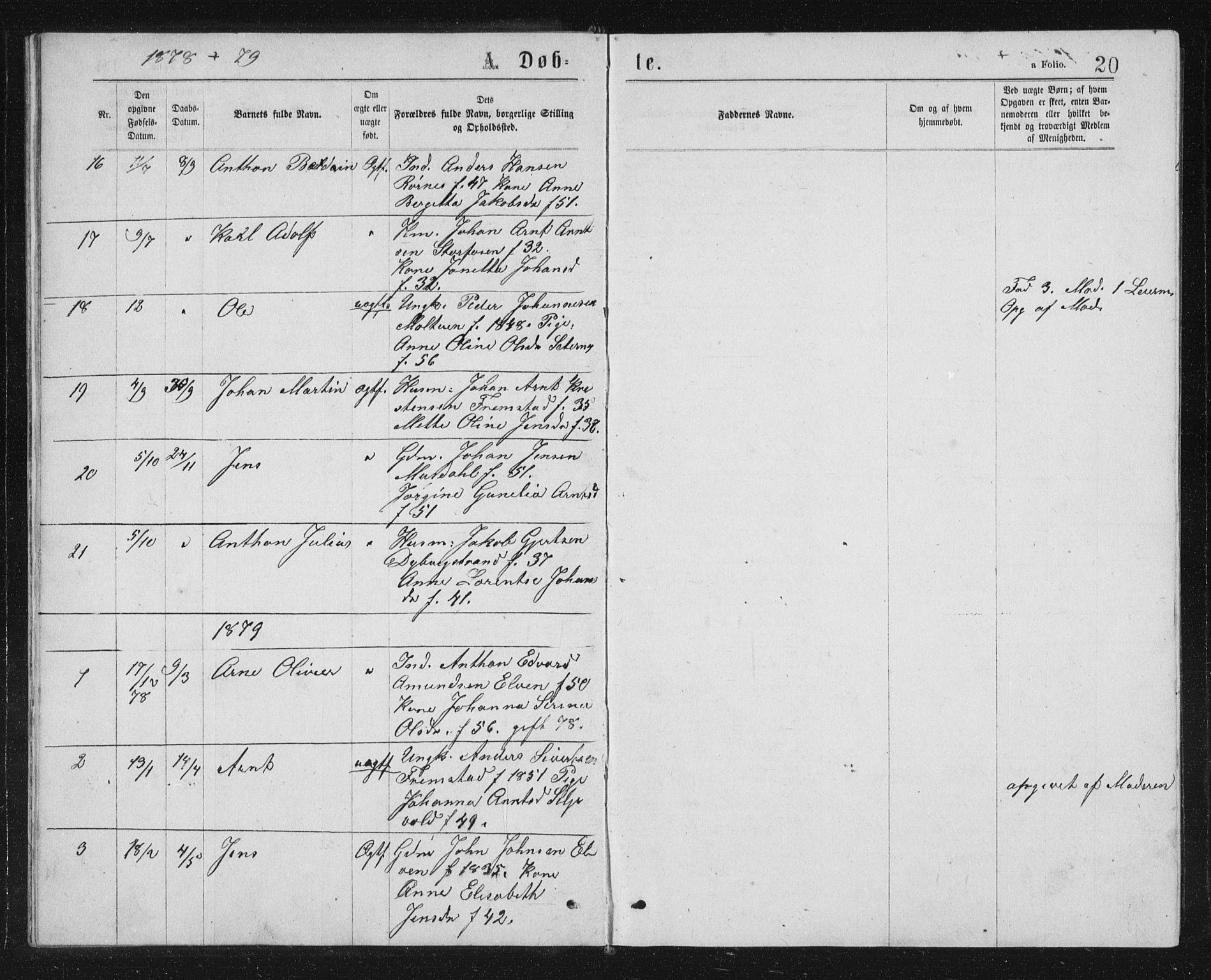 Ministerialprotokoller, klokkerbøker og fødselsregistre - Sør-Trøndelag, SAT/A-1456/662/L0756: Parish register (copy) no. 662C01, 1869-1891, p. 20