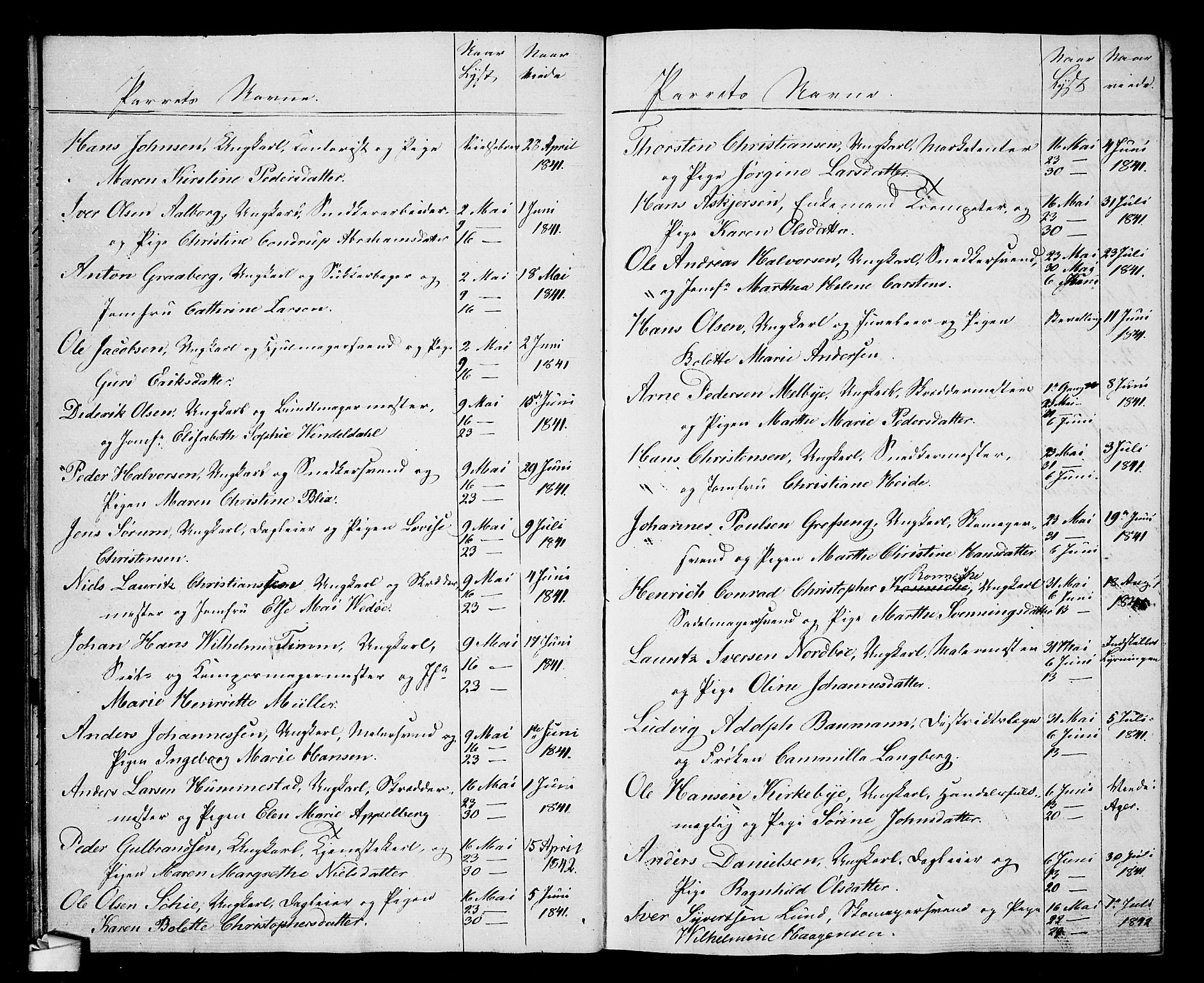 Oslo domkirke Kirkebøker, AV/SAO-A-10752/H/Ha/L0001: Banns register no. 1, 1837-1849