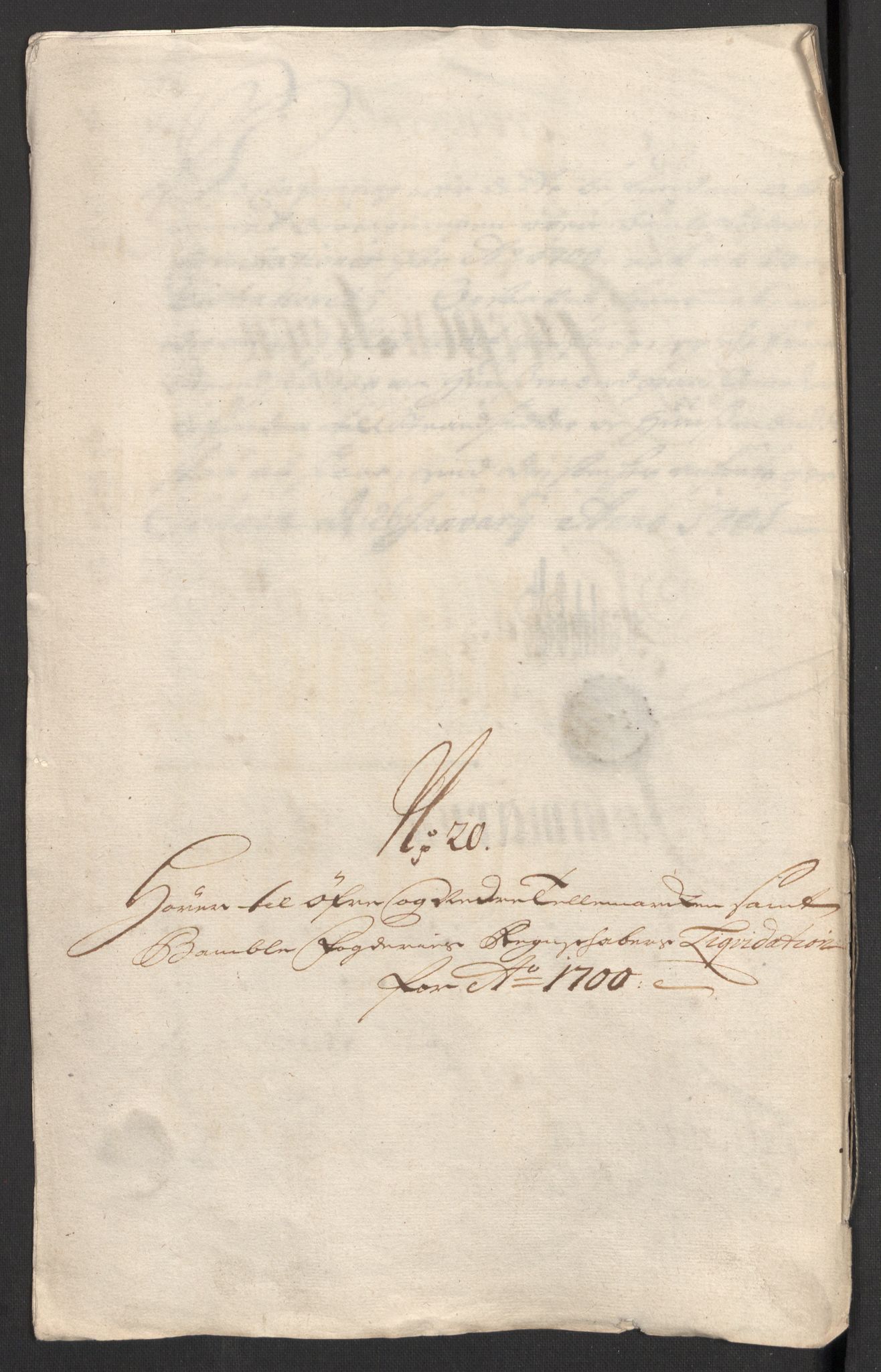 Rentekammeret inntil 1814, Reviderte regnskaper, Fogderegnskap, AV/RA-EA-4092/R36/L2104: Fogderegnskap Øvre og Nedre Telemark og Bamble, 1700, p. 358