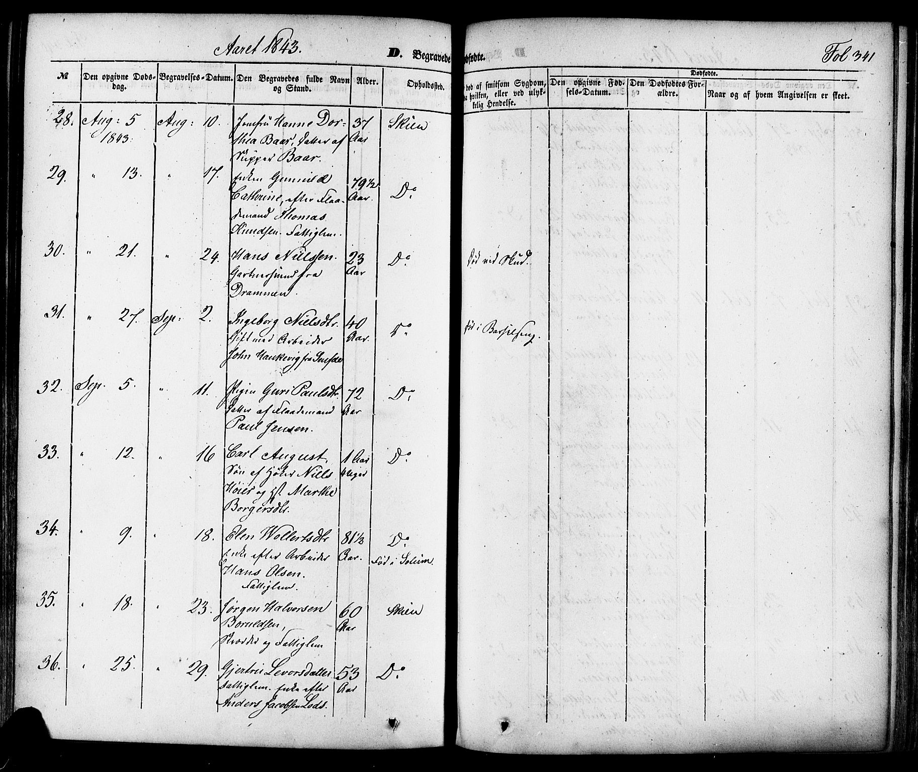 Skien kirkebøker, SAKO/A-302/F/Fa/L0006a: Parish register (official) no. 6A, 1843-1856, p. 341